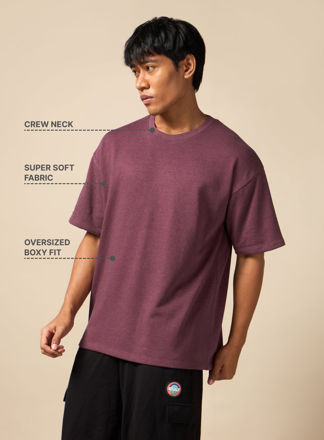 Men's Maroon Cult Brand Carrier Oversized T-shirt