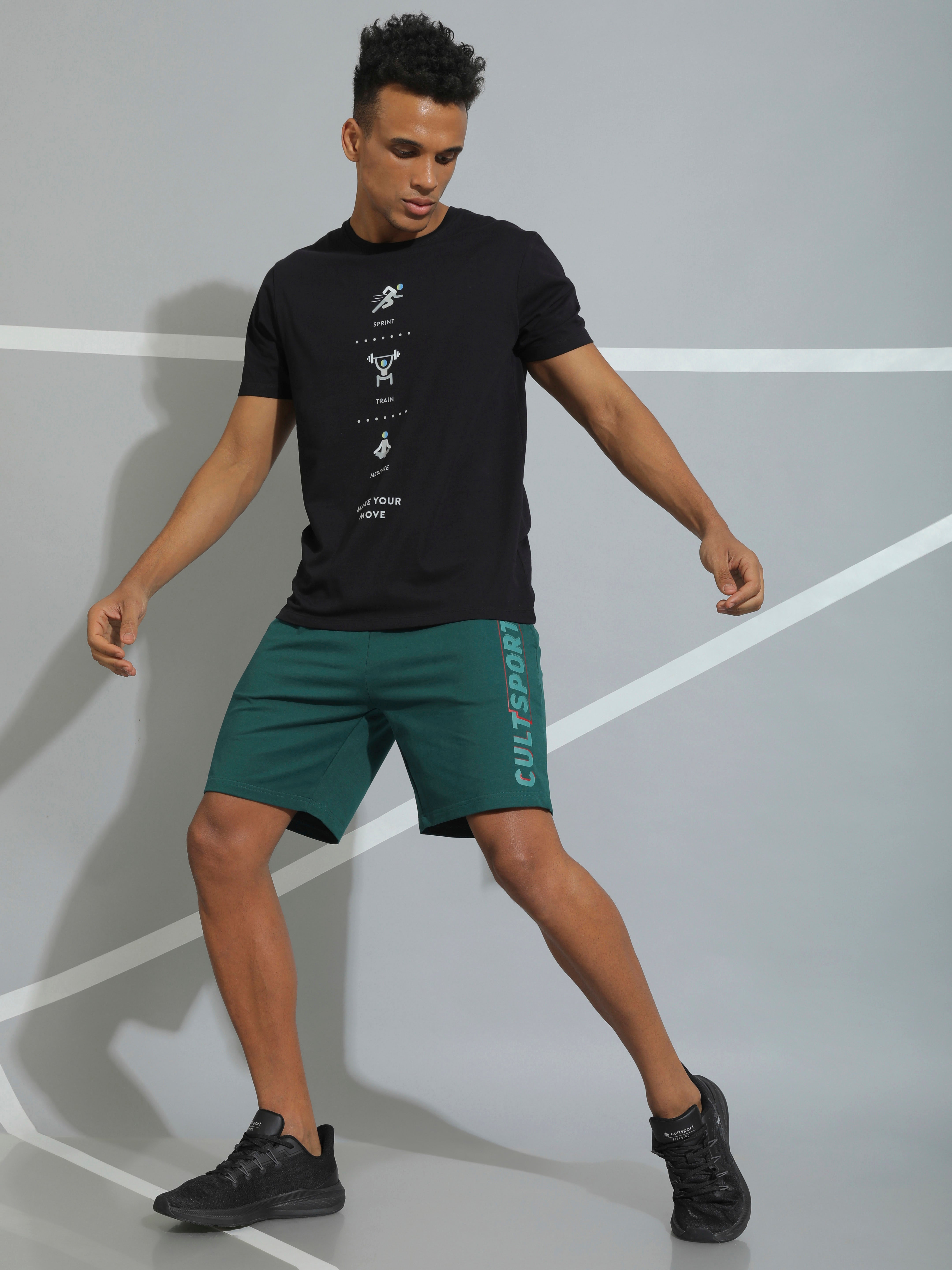 Typographic Print Active Shorts