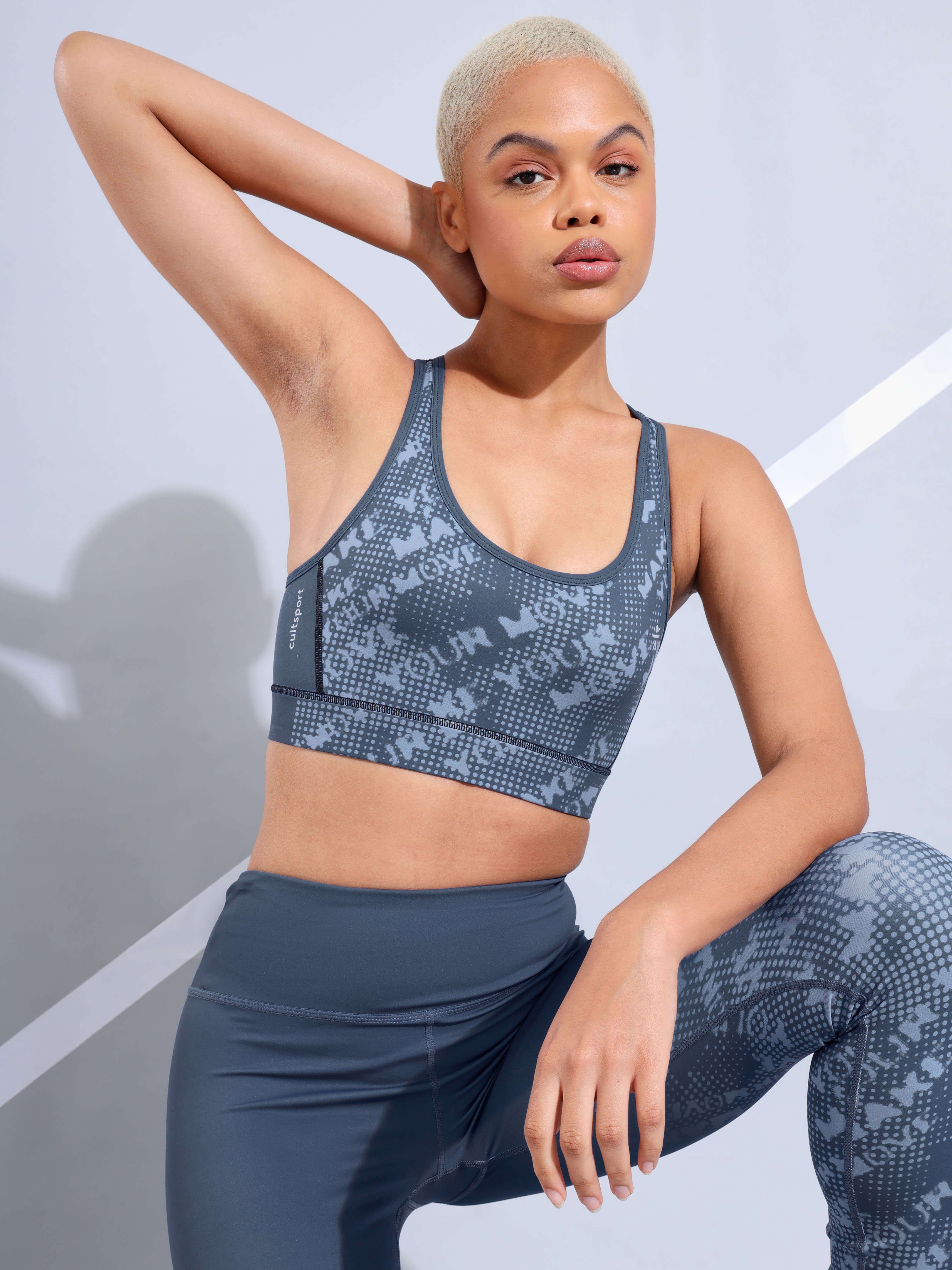 Typography Print Medium Impact Criss Cross Sports Bra