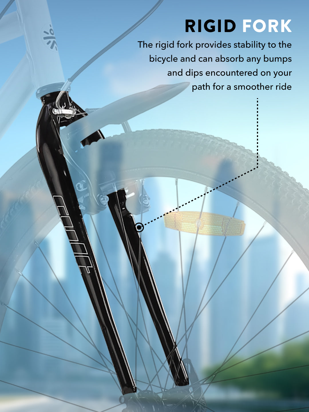 City Bike Steel Frame Single Speed Cycle 26 inch with Single Wall Rim, Rigid Fork,V Brakes, White