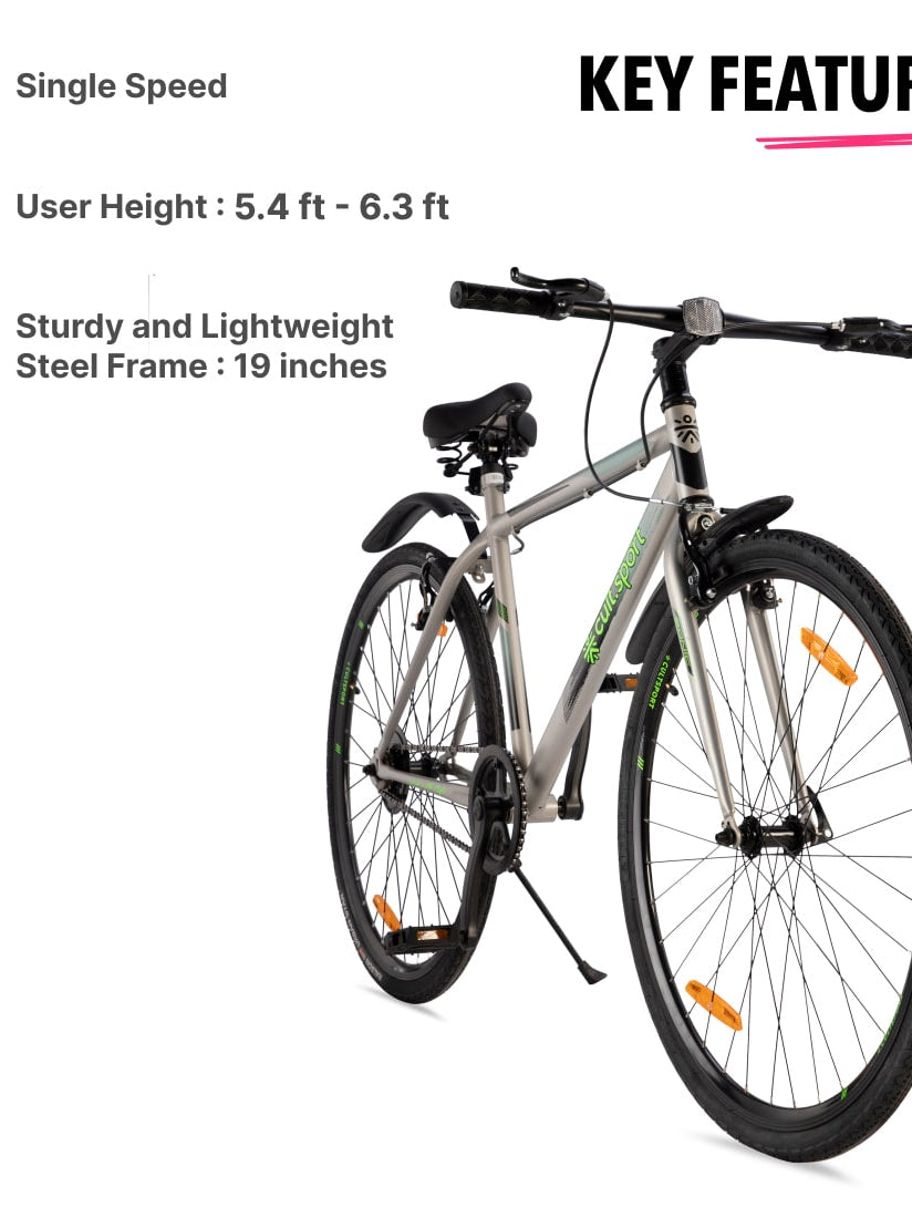 Sonic700CGrey Steel Single Speed 700CCity Bike