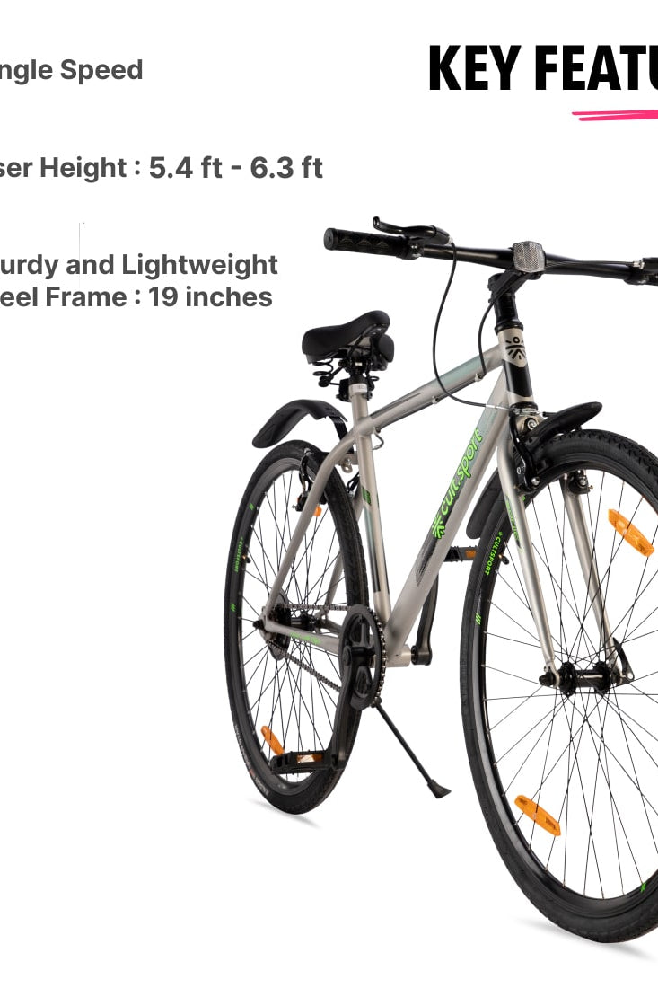 Sonic700CGrey Steel Single Speed 700CCity Bike