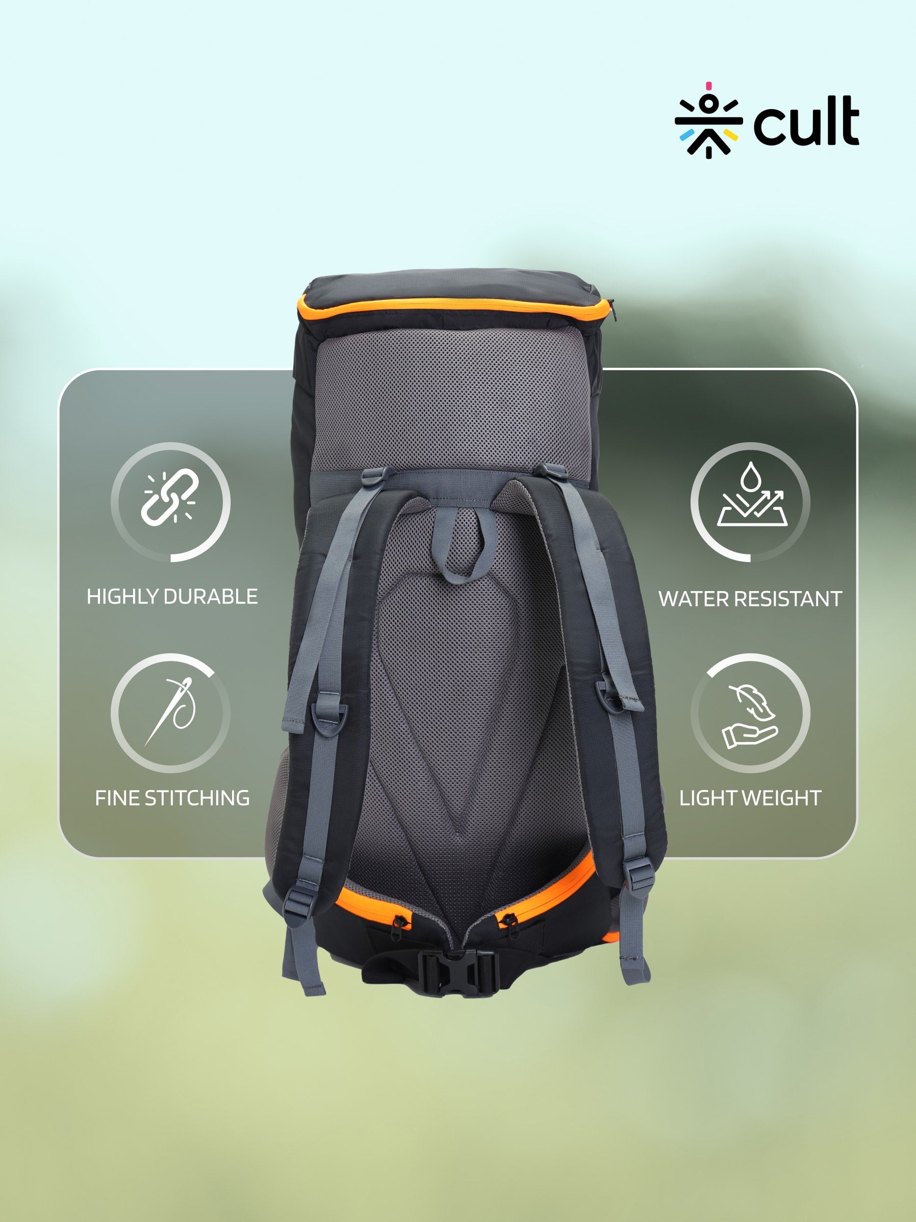 Travel Rucksack 55 L Black Orange