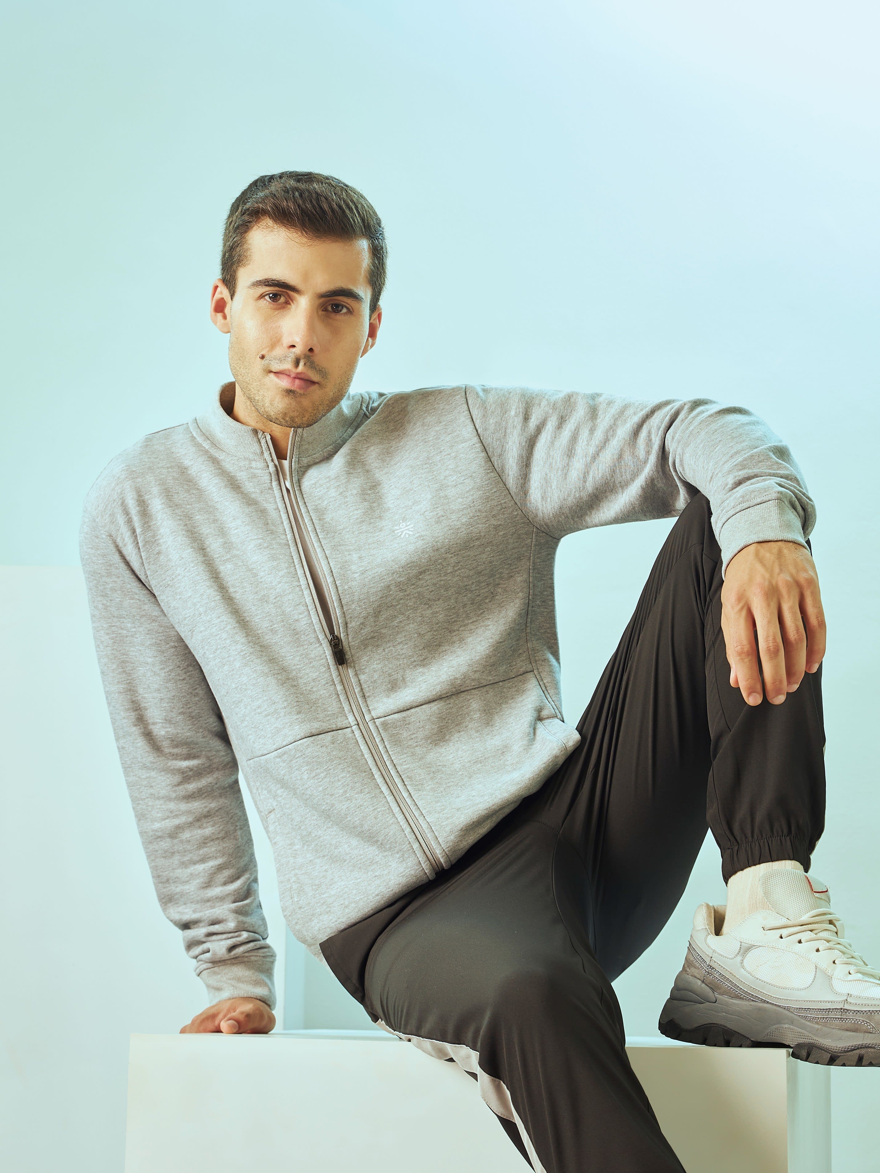 Panelled Zip-Front Sweatshirt