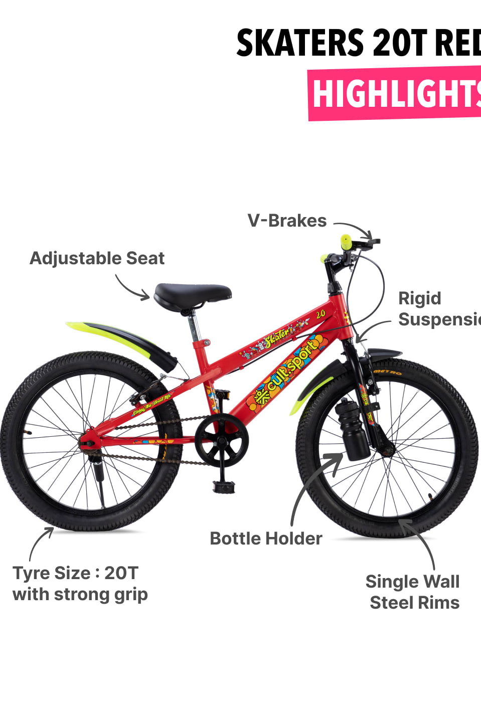 Skater 20T Steel Frame Kids Bike Red