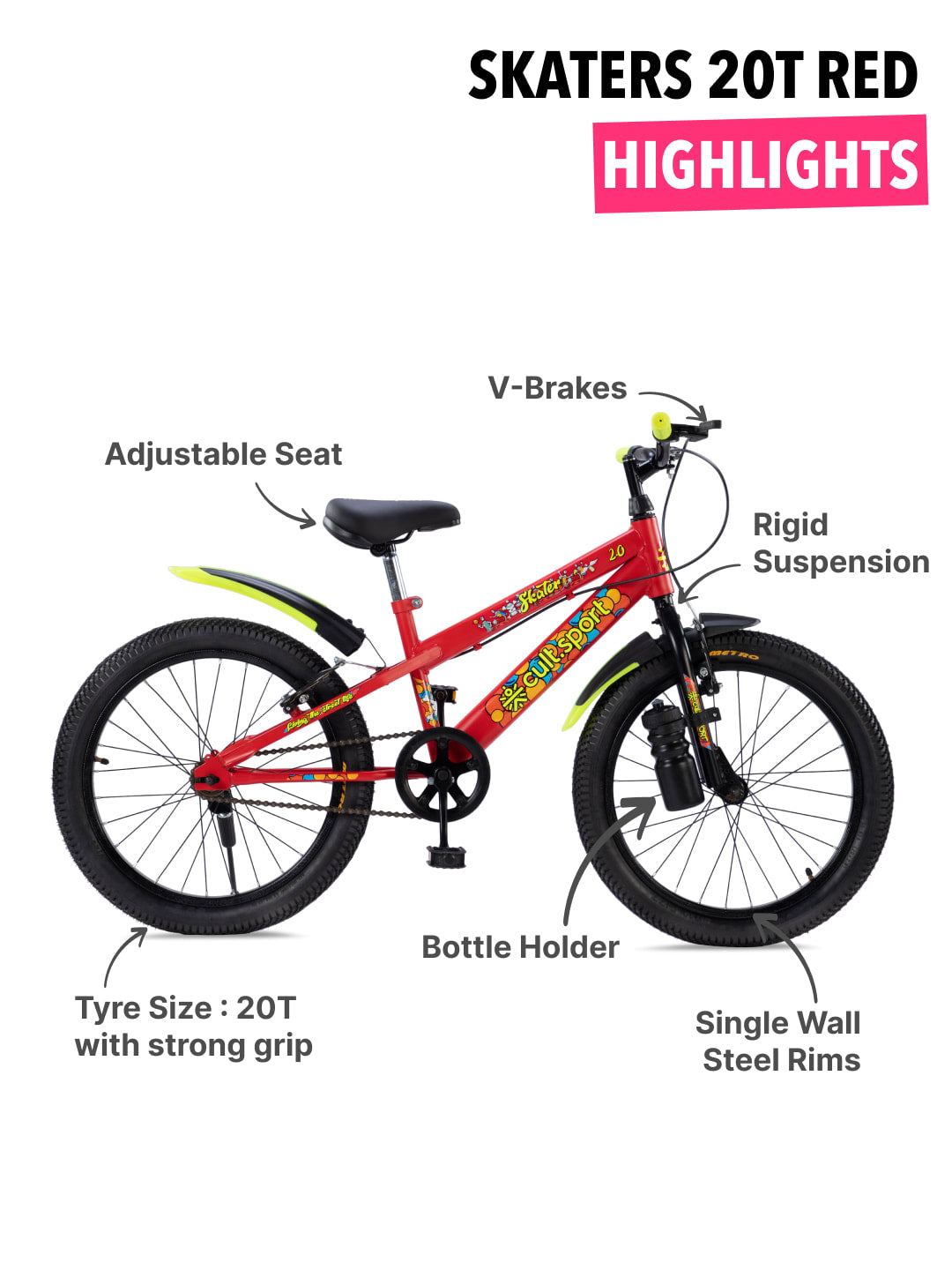 Skater 20T Steel Frame Kids Bike Red