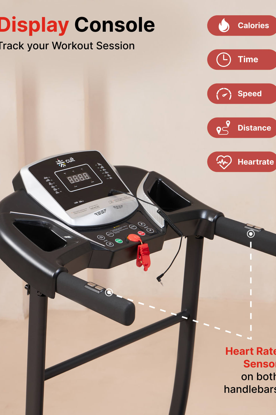 Cultrun S3.0 3HP Peak Treadmill | 3-level Manual-Incline | Max Weight-100kg | Max Speed-10kmph (with 6 months extended warranty)