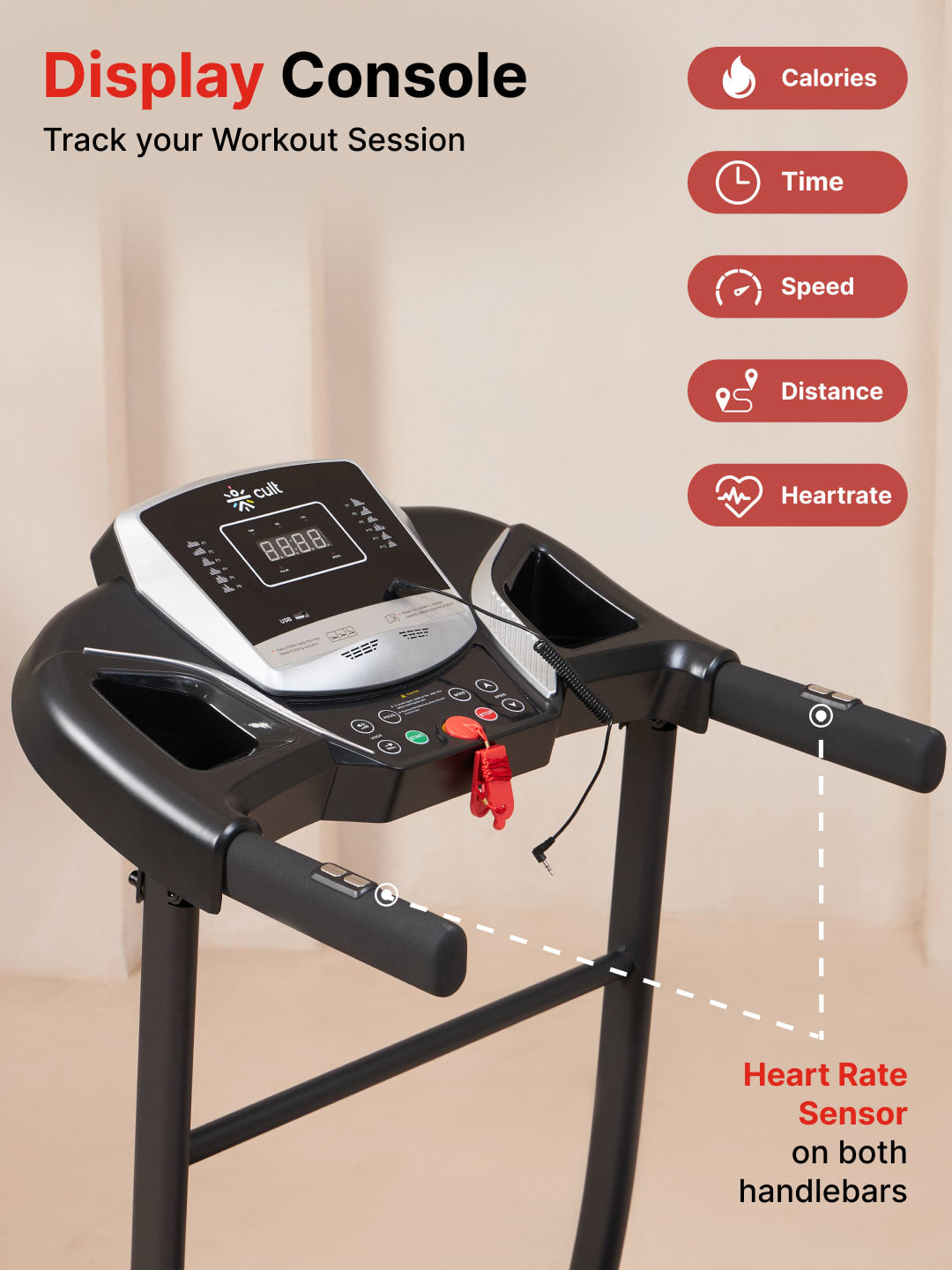 Cultrun S3.0 3HP Peak Treadmill | 3-level Manual-Incline | Max Weight-100kg | Max Speed-10kmph (with 6 months extended warranty)