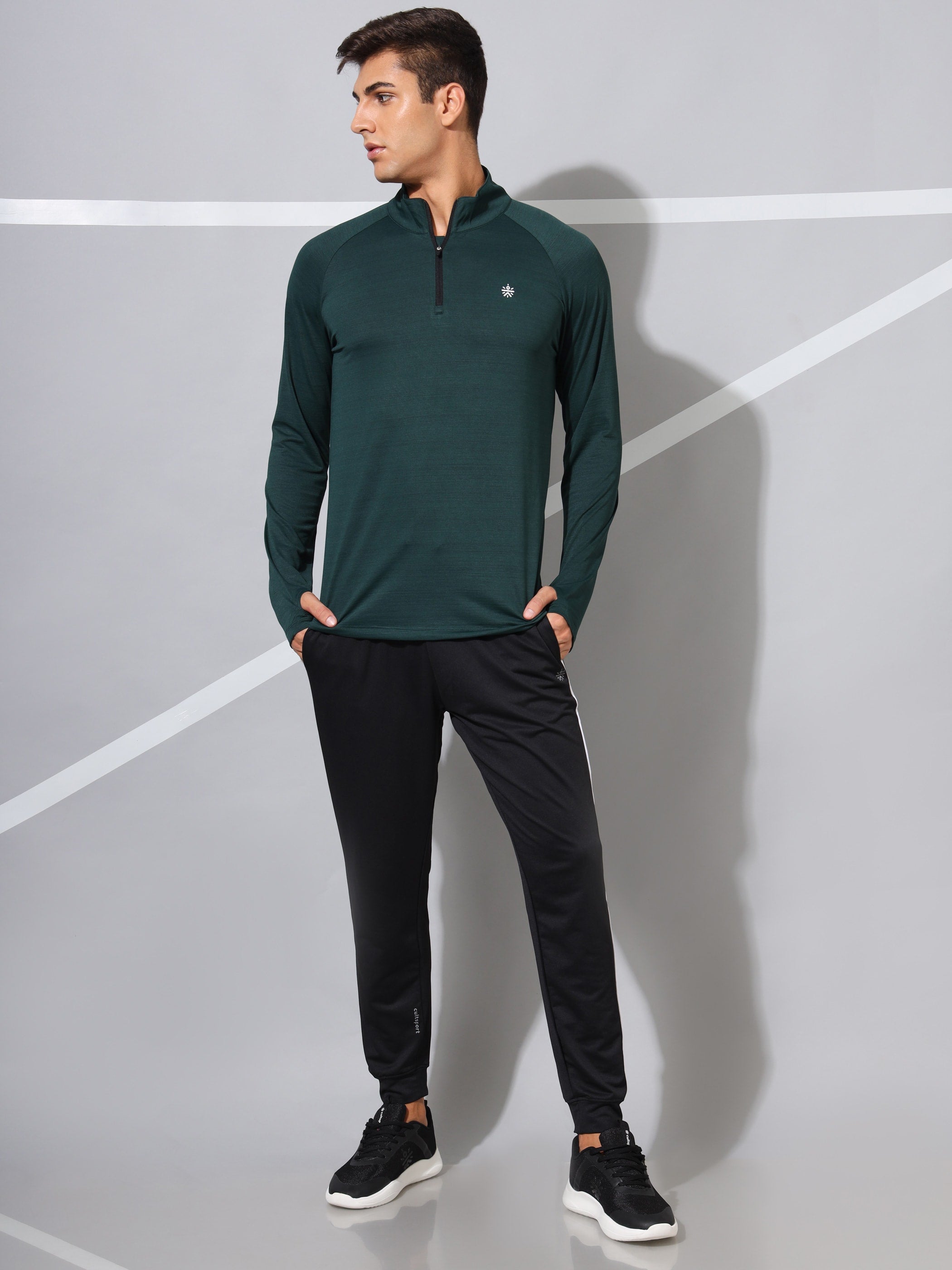 High Neck Active T-shirt with Thumbholes