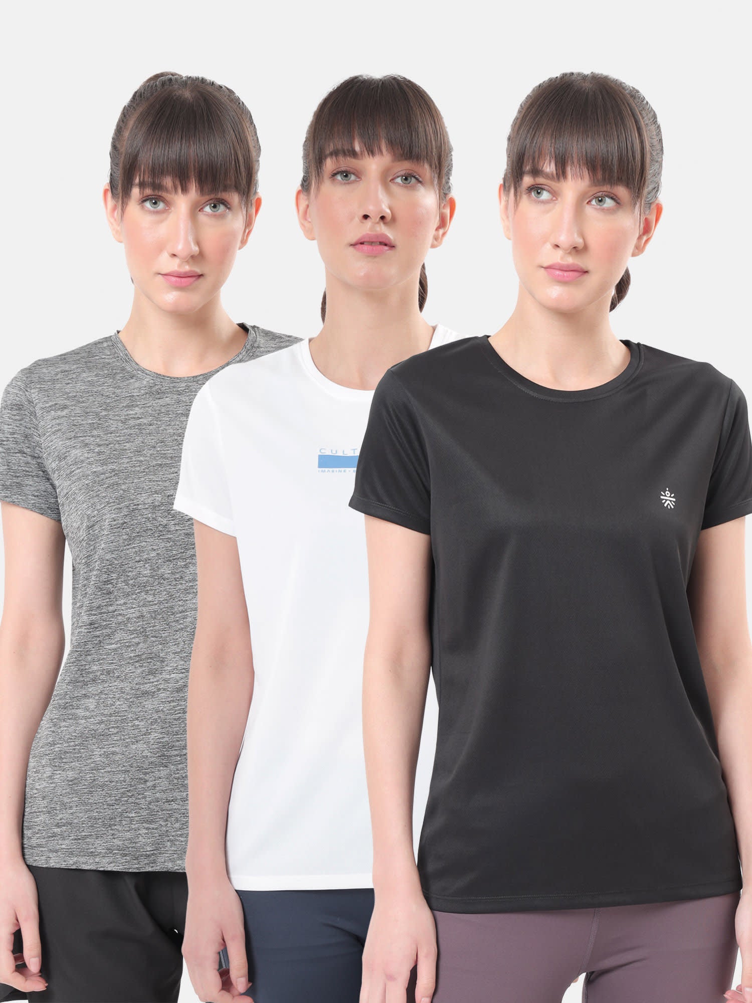 Textured Active T-shirt with Logo Pack of 3