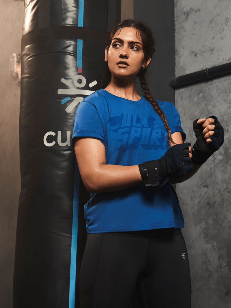 Flydry Cotton French Blue Cropped Workout Tee