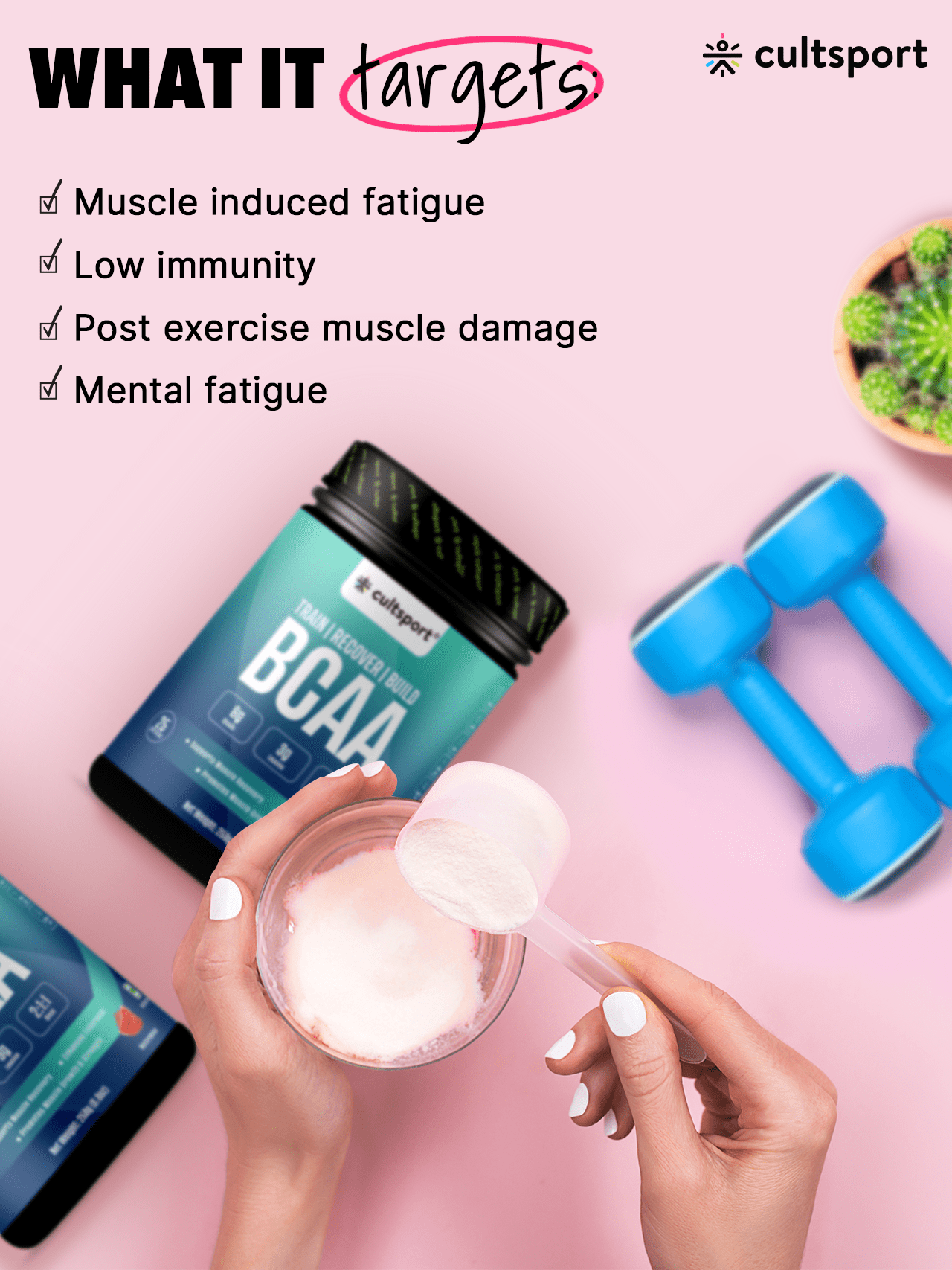 BCAA Powder, 300g | Sugar Free (Intra & Post Workout Drink) Muscle Recovery with Amino Acids | 6g BCAAs for Men & Women | Watermelon Flavor | 10 g serving