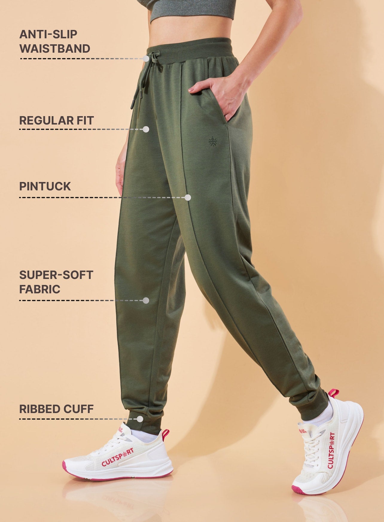Olive Womens Essential All-Day Joggers