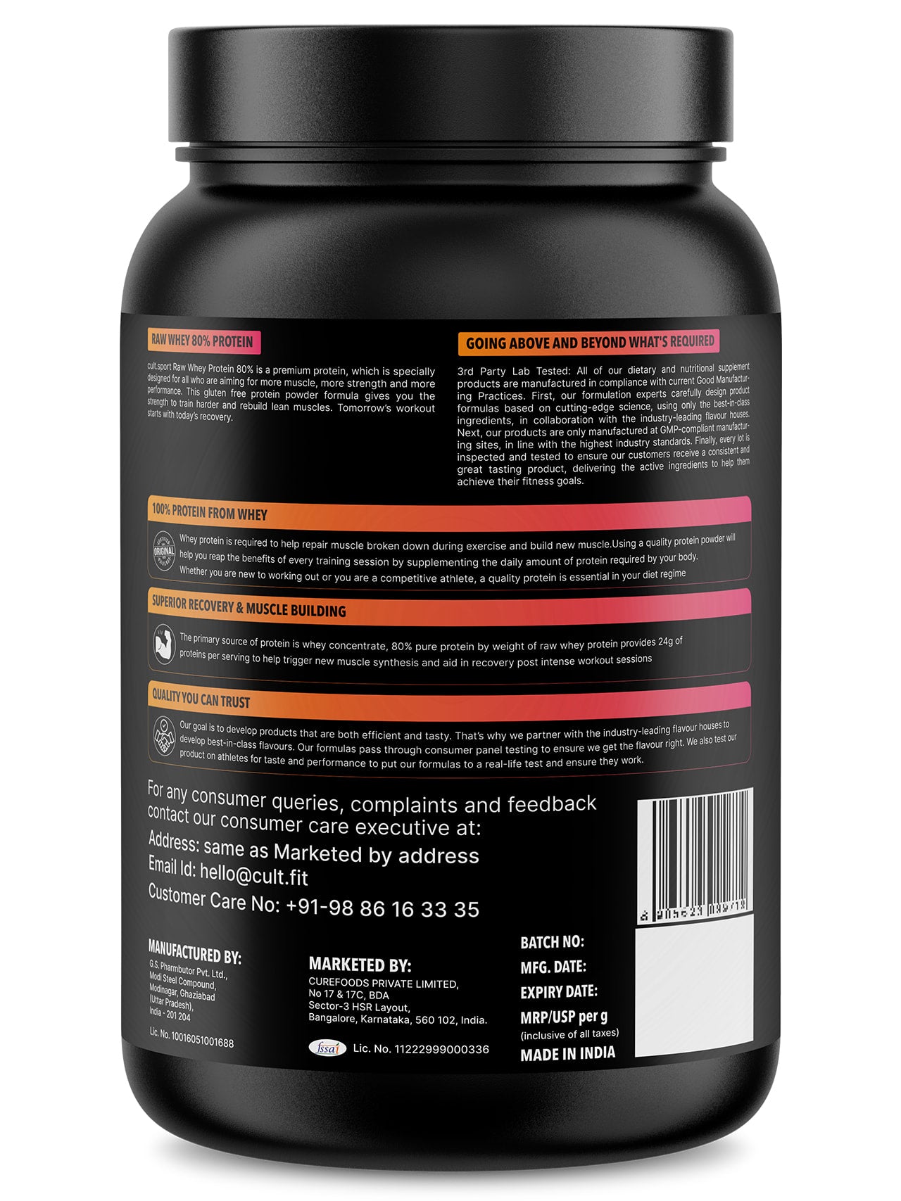 Raw Whey Protein 80% - 908g | Protein Powder for Men & Women | Reforms Strength, Muscle Growth & Recovery | 24g Protein Per Serving | Unflavoured Concentrate