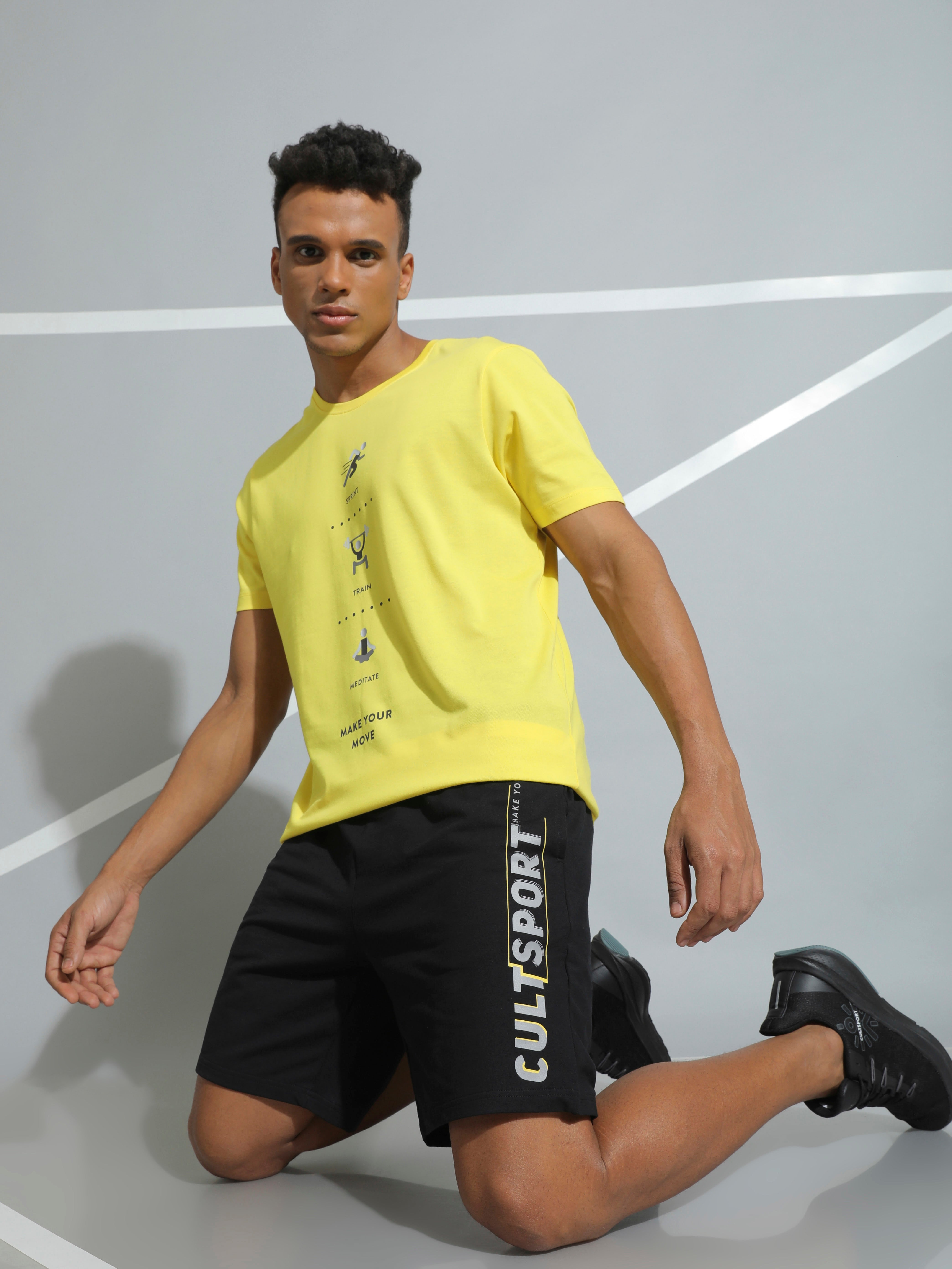 Typographic Print Active Shorts