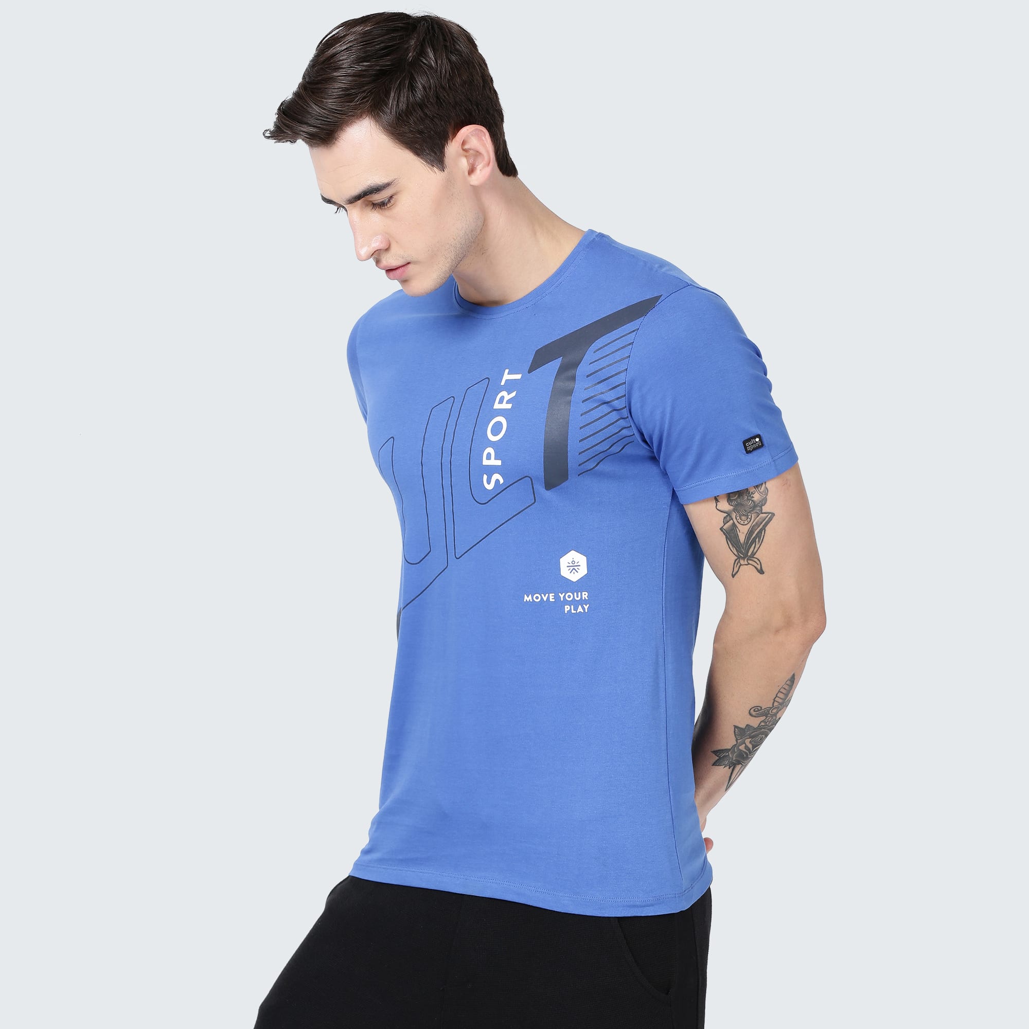 Everydays Slide Petrol Blue Cotton Tee