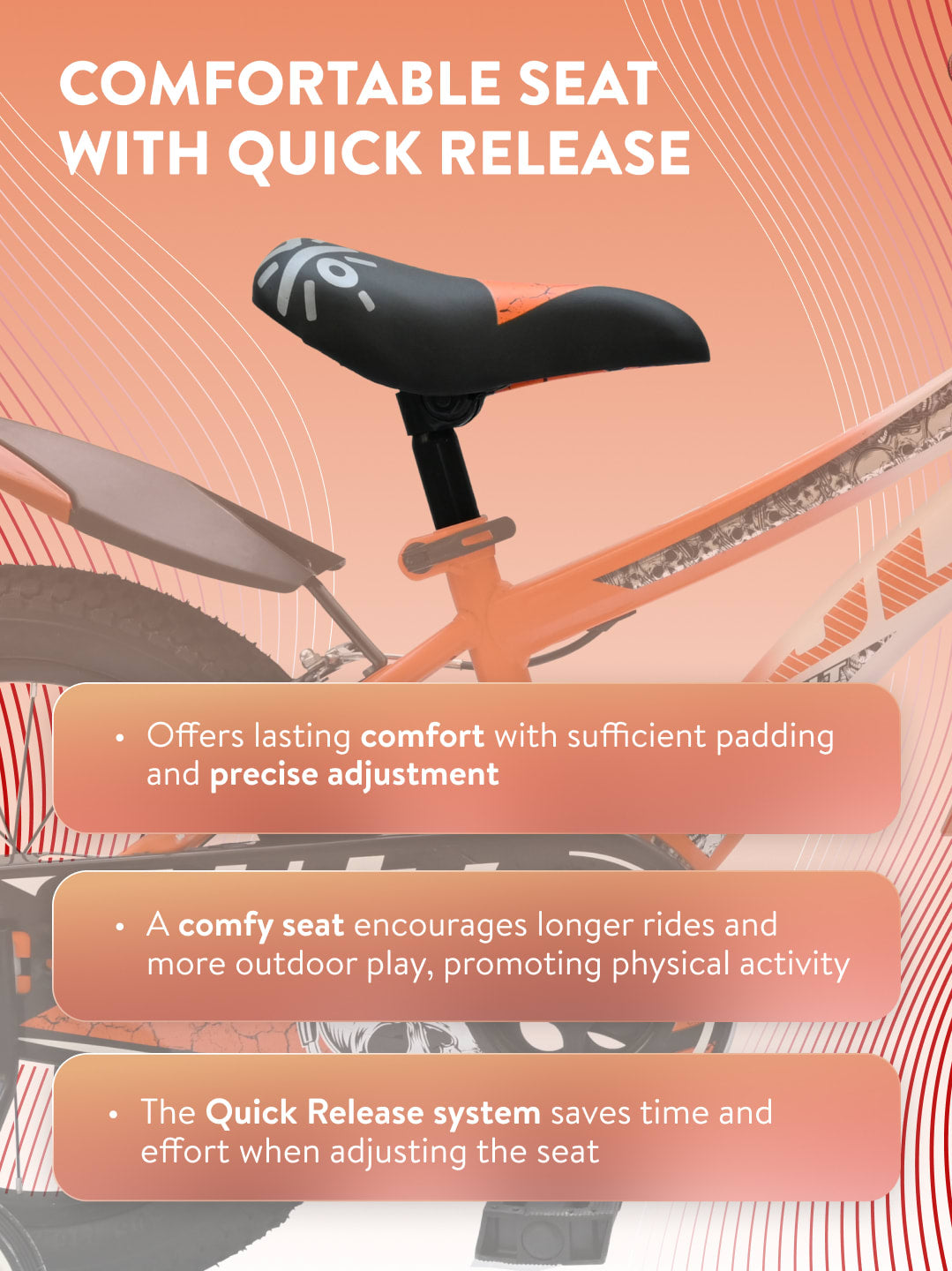 Throne 16T Steel Kids Bike with Rigid Fork, Single Wall Rim, V brakes, Chain Guard and Training Wheel, Orange White