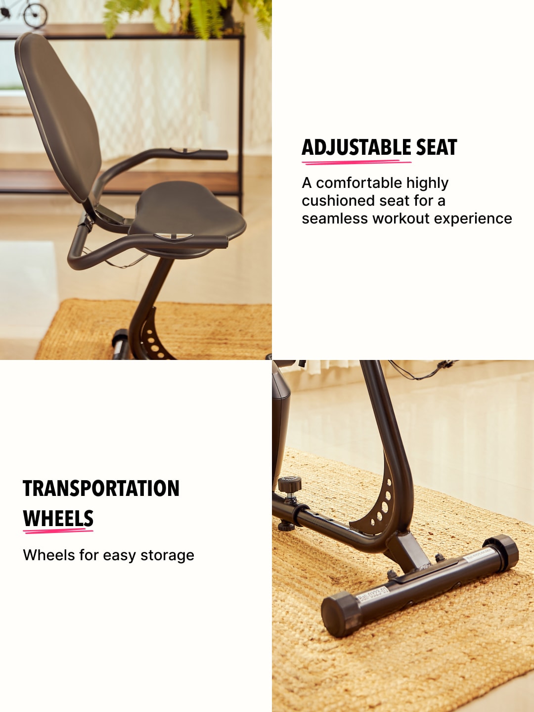 Smartbike Bali Max weight 110 kg with heart rate sensor and adjustable seat Exercise Bike Black (6 Months extended Warranty only on Cultsport.com)