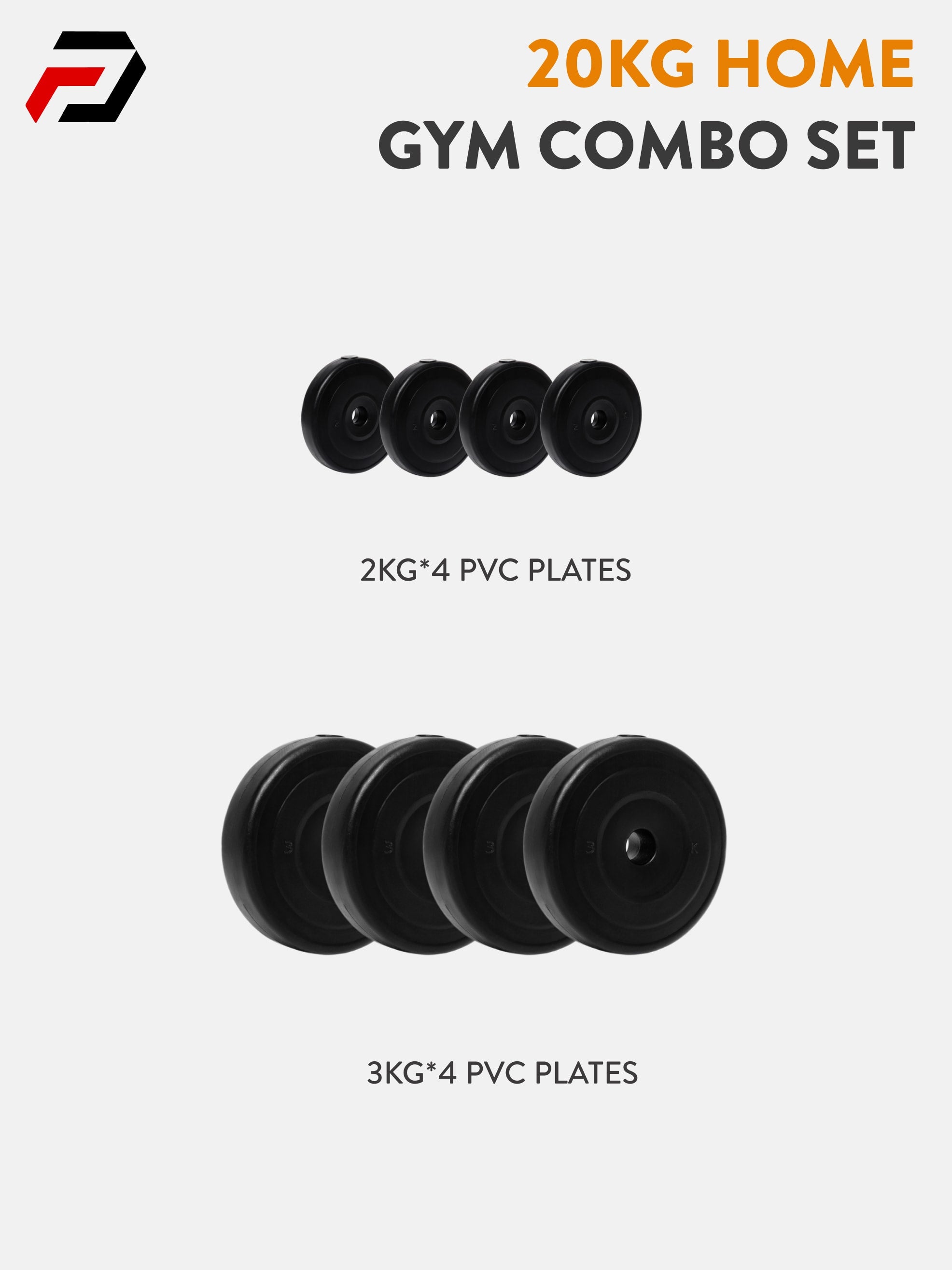 20 kg PVC Curl, Straight Rod Home Gym Combo