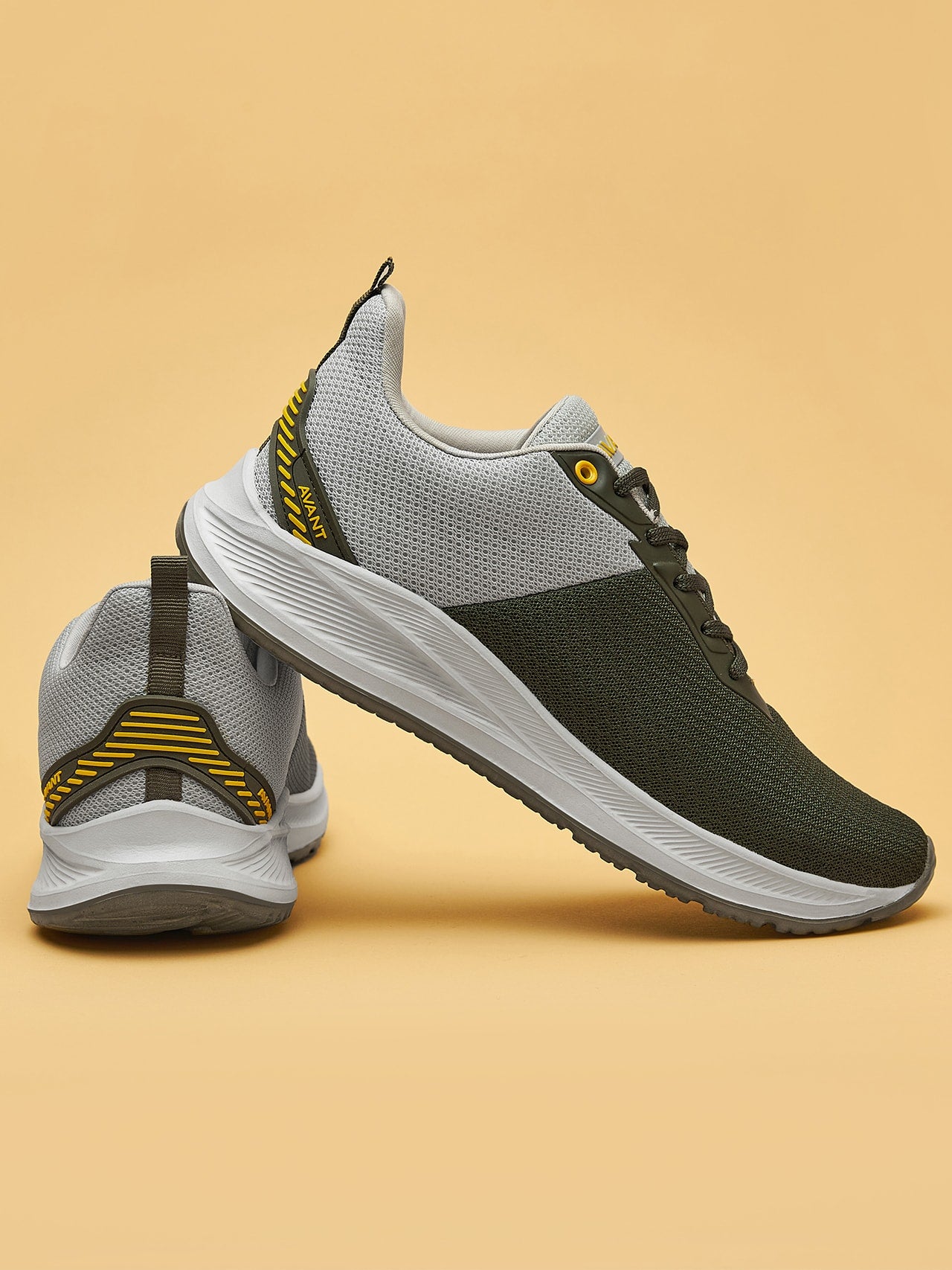 Avant Men's Racer Walking Shoes-L.Grey/Olive