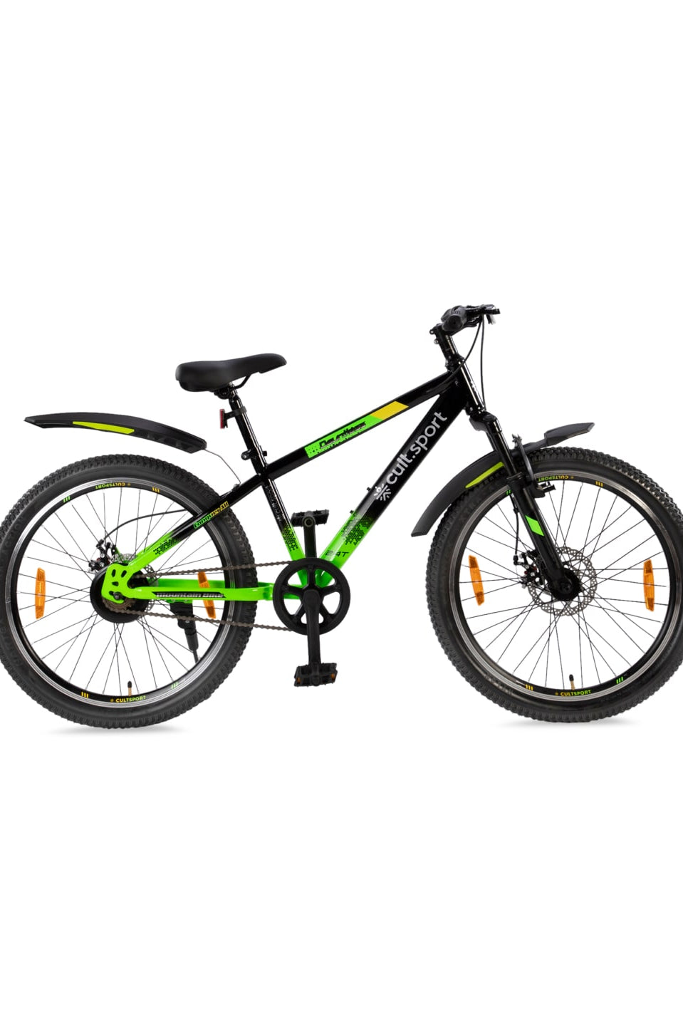 Dauntless24TGreen Steel Single Speed 24 inch Mountain Cycle, Front Suspension, Double Wall Rim and Dual Disc Brake