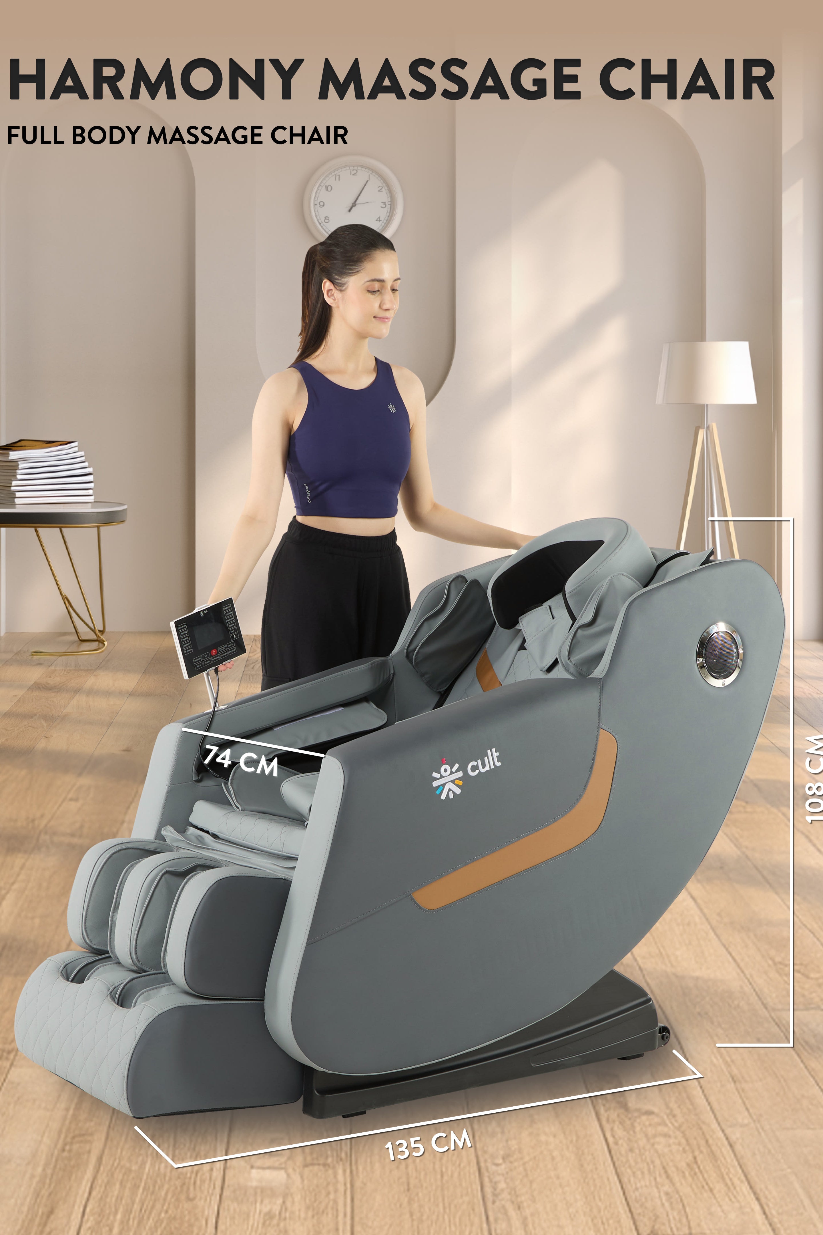 Cult Harmony Massage Chair with Fixed Point Massage Technique and Bluetooth AI Voice Function for Full Body Massage At Home