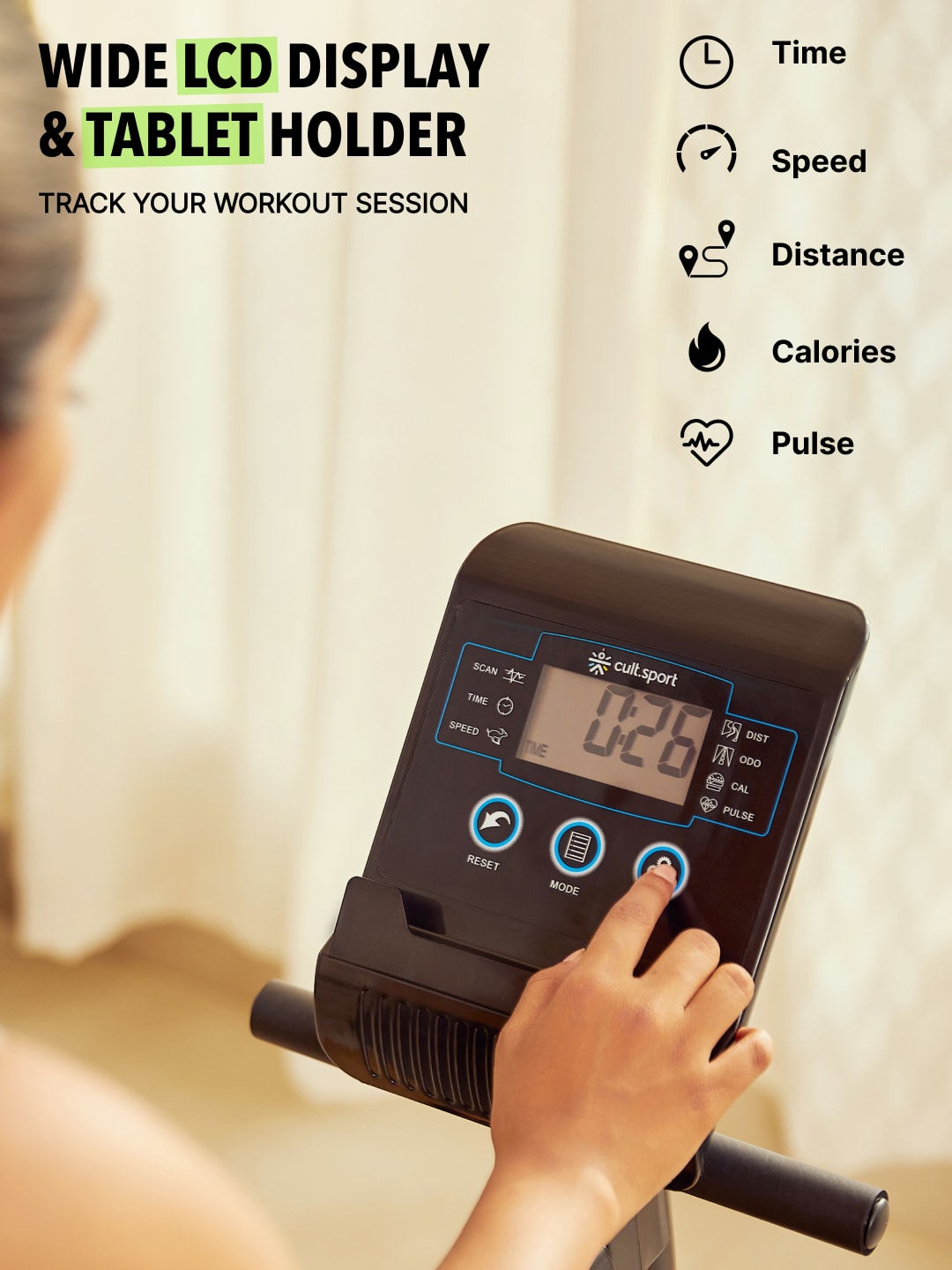 Smartbike Bali Max weight 110 kg with heart rate sensor and adjustable seat Exercise Bike Black (6 Months extended Warranty only on Cultsport.com)