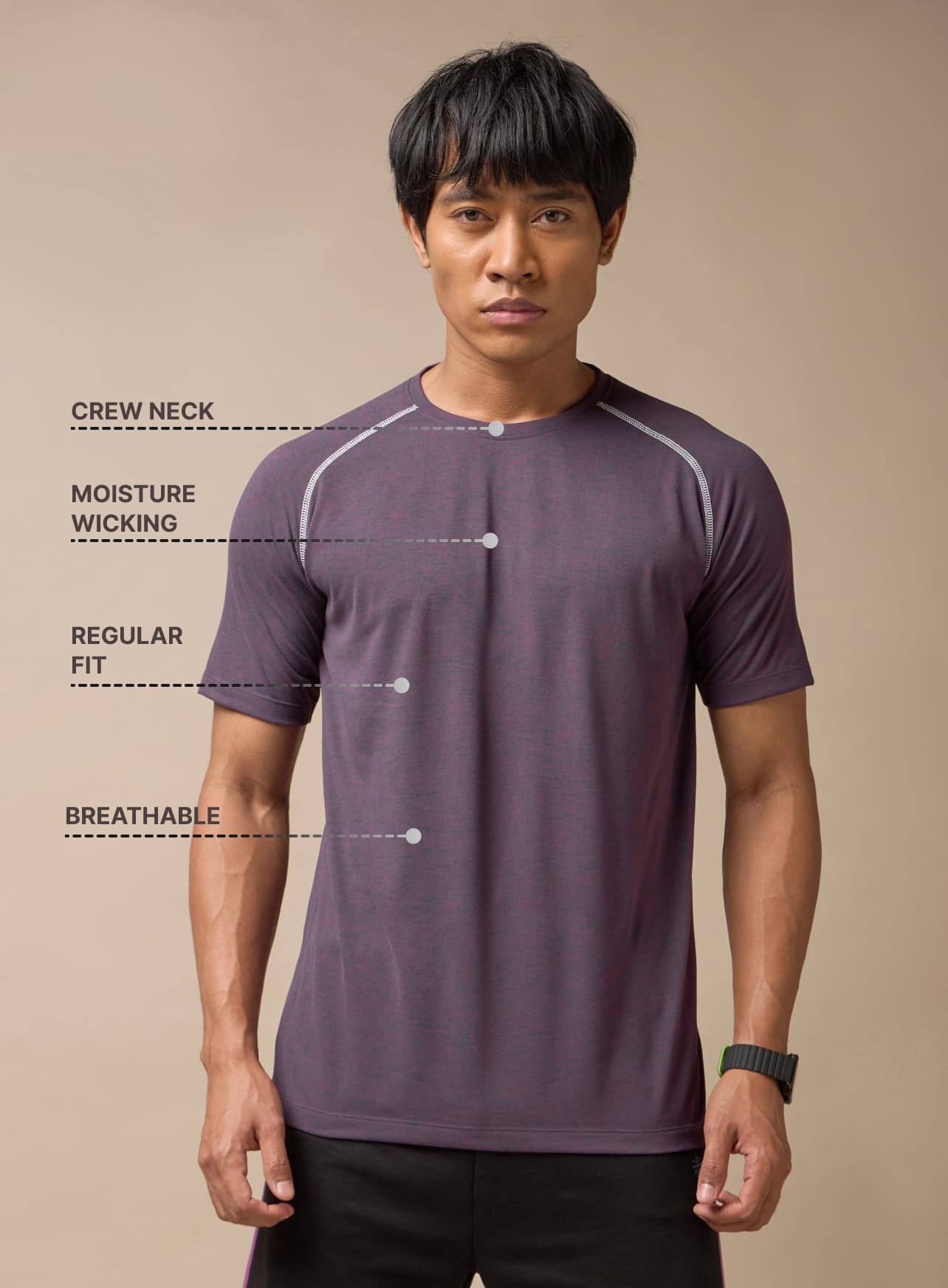 Men's Muscle Flex Purple Comfortech T-shirt