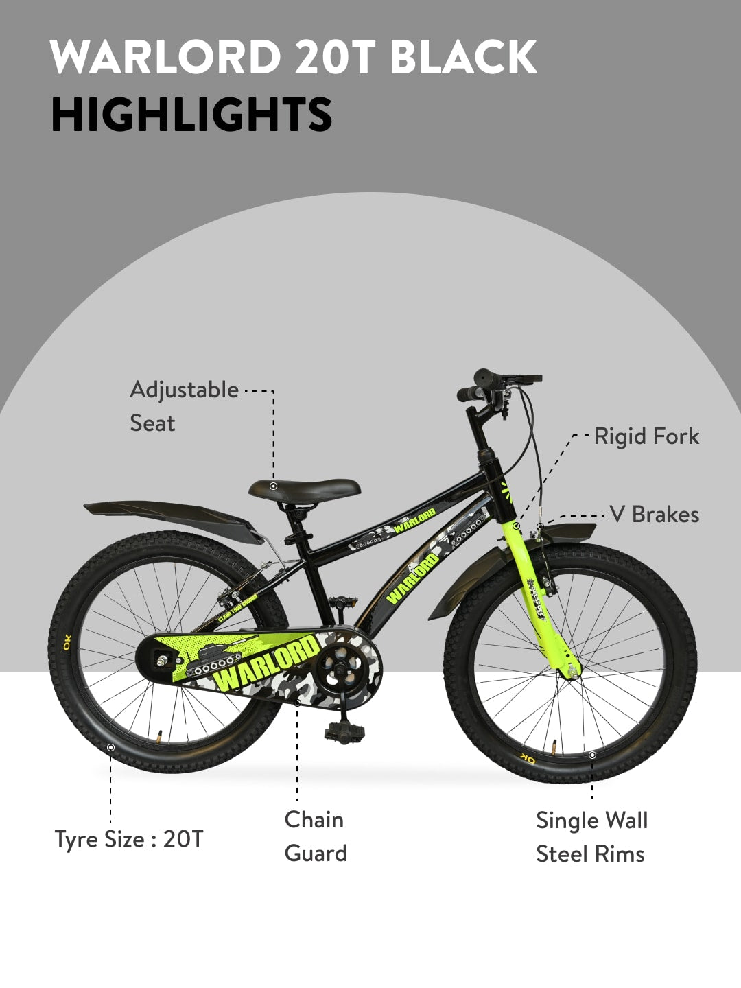 Warlord 20T Steel Frame Kids Bike Black