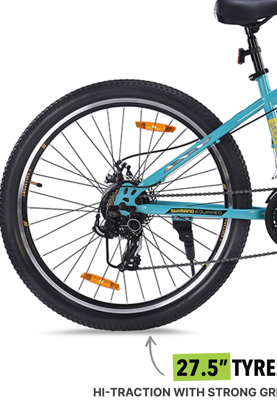 DAUNTLESS21S27.5TYELLOWBLUE Steel 21 Speed Shimano Gear 27.5 inch Mountain Cycle, Dual Disc Brake, Front Suspension and Double Wall Rim