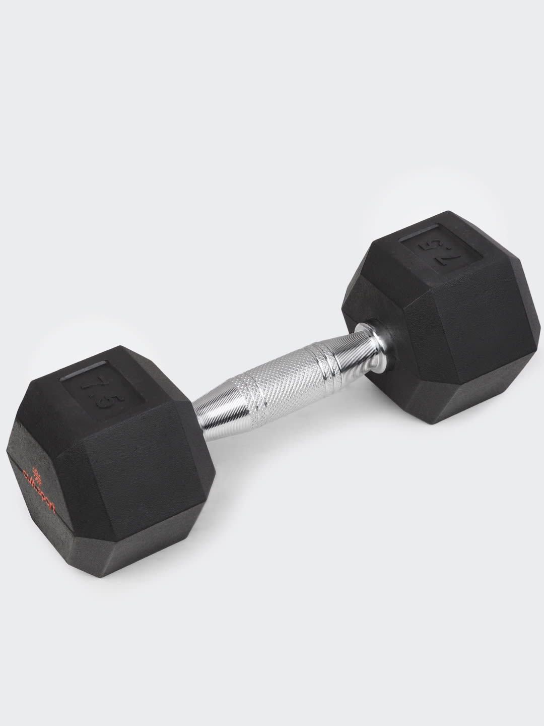 7.5kgx2 Hex Dumbbell | For Home Gym Exercises | Rubber coated with Chrome Handles | Black. (6 Months extended Warranty only on Cultsport.com)