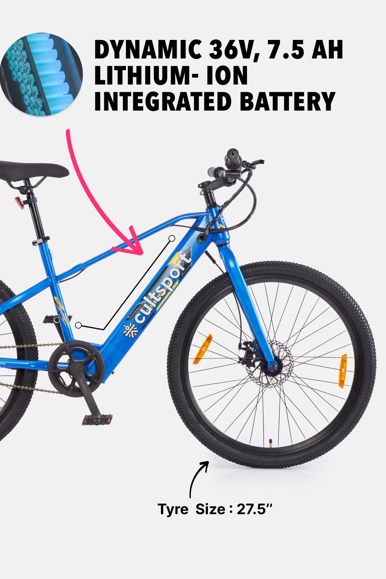 Hermit 27.5T Blue with 3.5hrs Fast Charge, Cycling Event, BLDC Motor 27.5 inches Single Speed Lithium-ion (Li-ion) Electric Cycle, Ideal for Unisex, 15+ Years