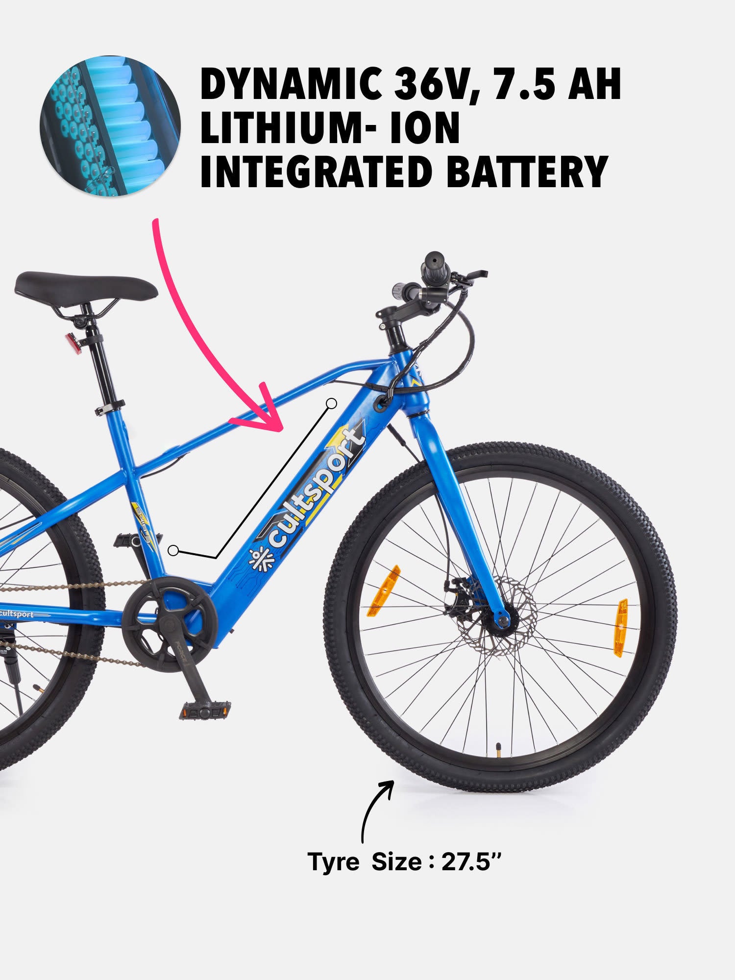 Hermit 27.5T Blue with 3.5hrs Fast Charge, Cycling Event, BLDC Motor 27.5 inches Single Speed Lithium-ion (Li-ion) Electric Cycle, Ideal for Unisex, 15+ Years