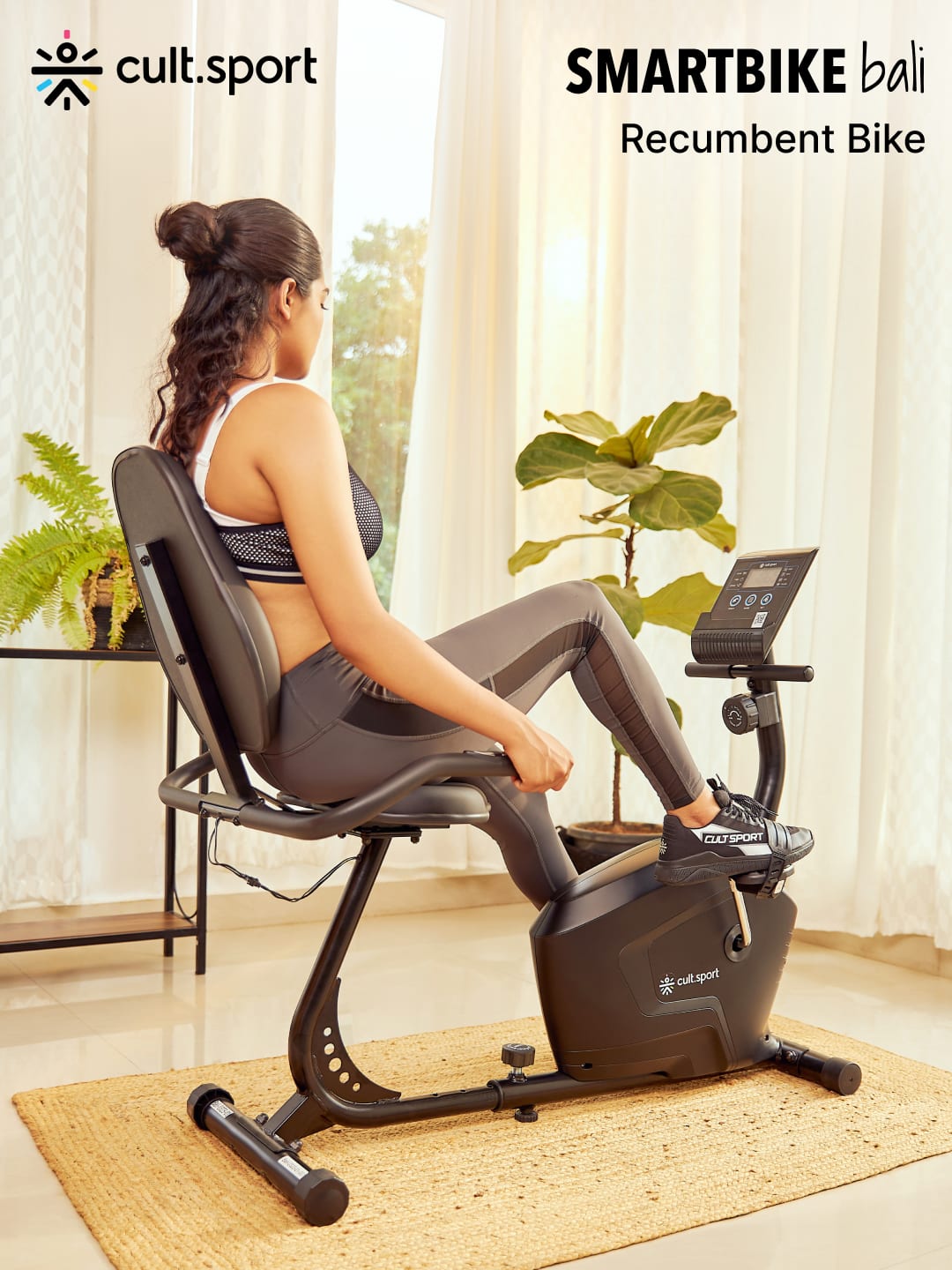 Smartbike Bali Max weight 110 kg with heart rate sensor and adjustable seat Exercise Bike Black (6 Months extended Warranty only on Cultsport.com)