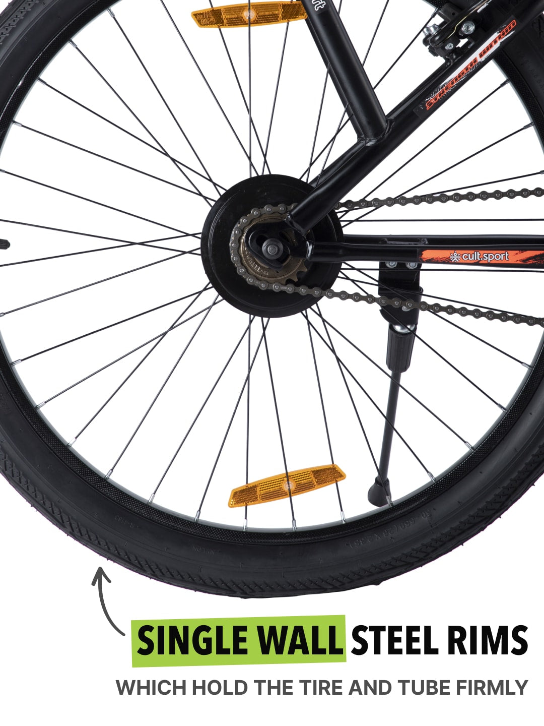 ROKKIBC26Black Steel Single Speed 26 inch Mountain Cycle, with Single Wall Rim and Rigid Fork