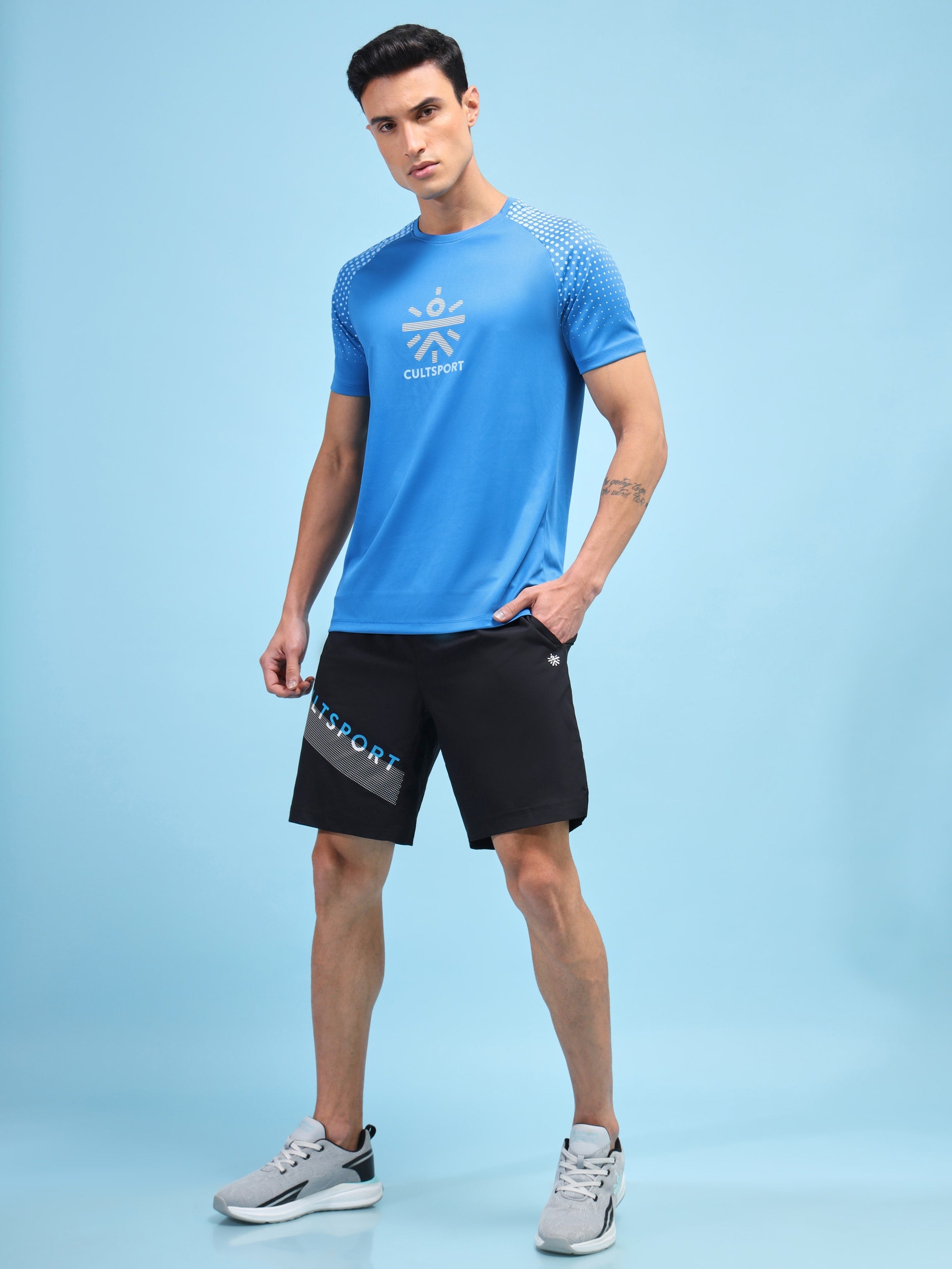 Halftone Print Raglan Workout T-shirt