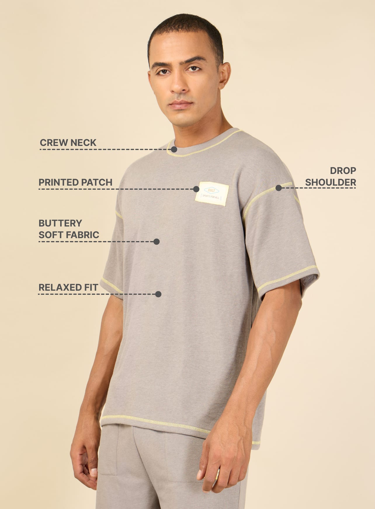 Men Grey Cult Club T-shirt