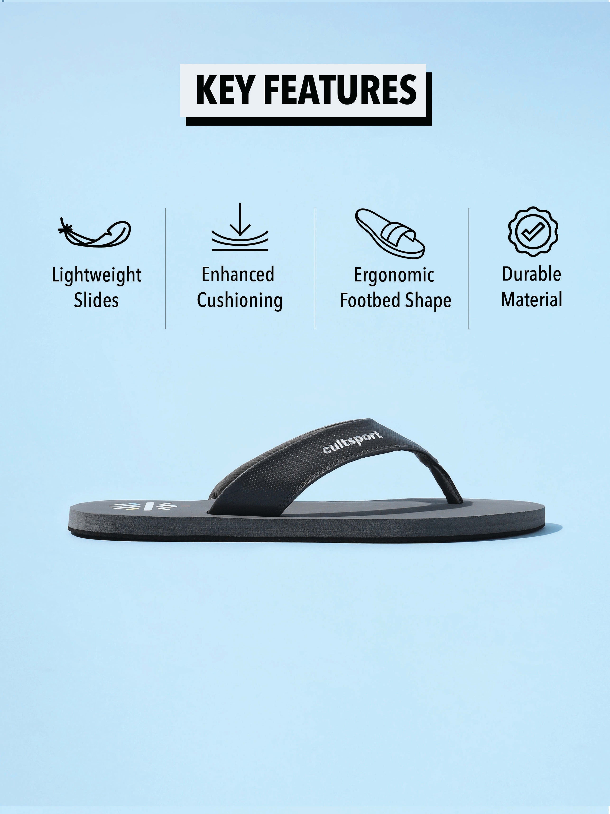 cult Repose Sweat Absorbing EVA Flip Flops - Dark Grey