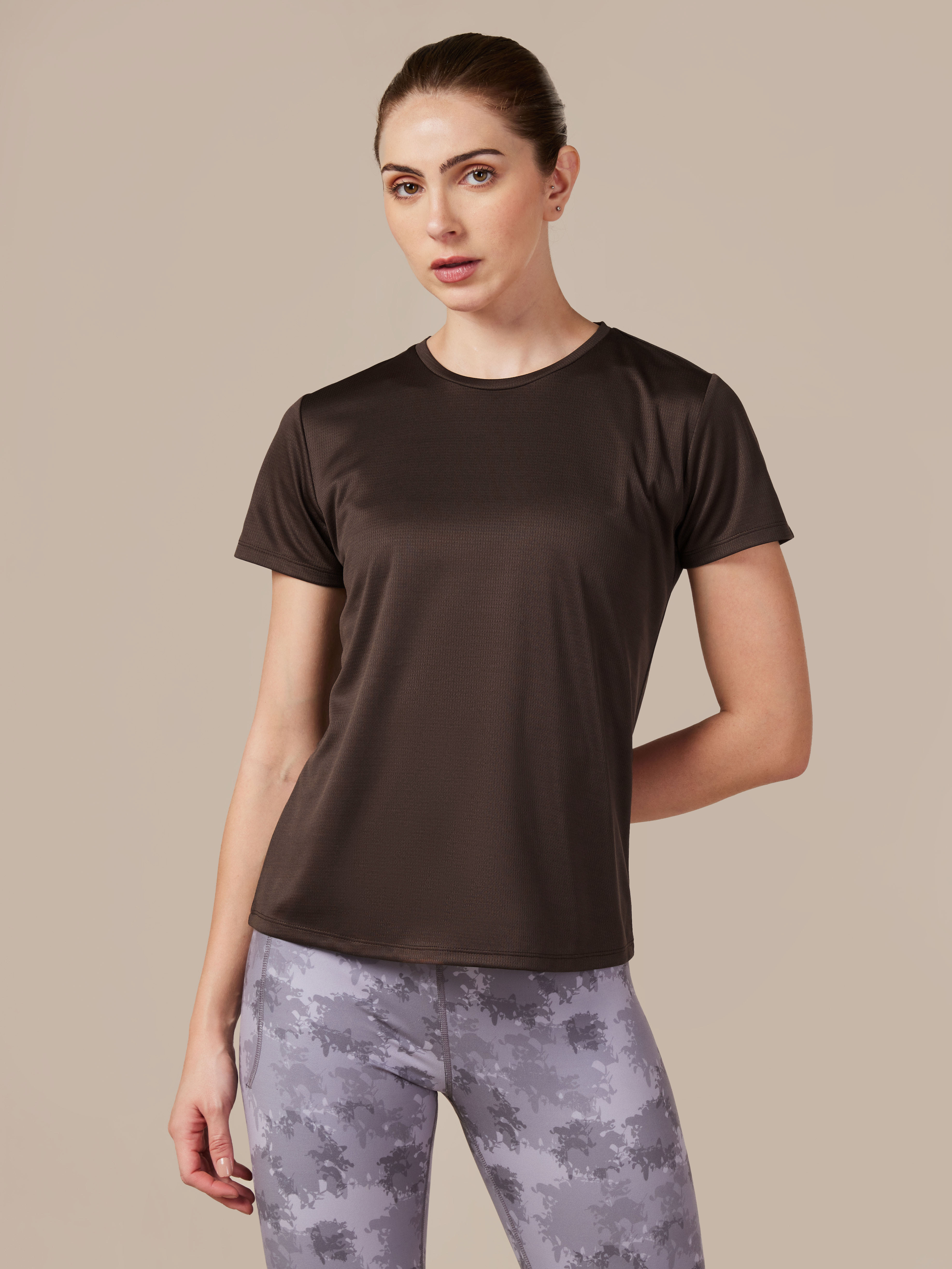 Women's Brown Performance T-shirt