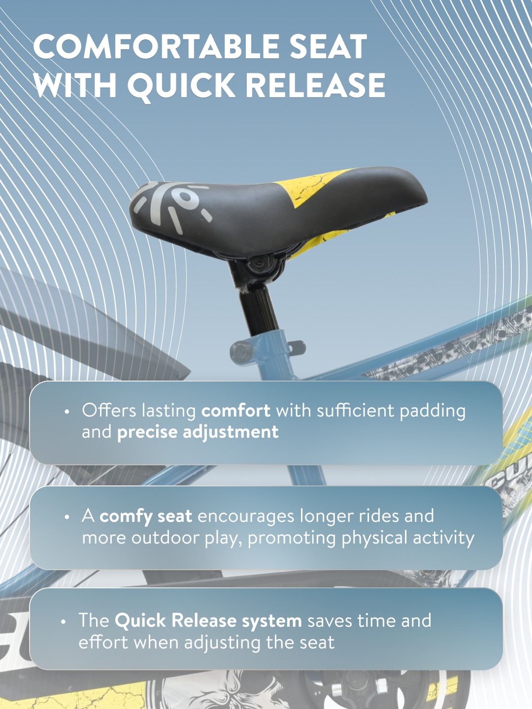 Throne 20T Steel Kids Bike with Rigid Fork, Single Wall Rim, V brakes and Chain Guard Yellow Blue