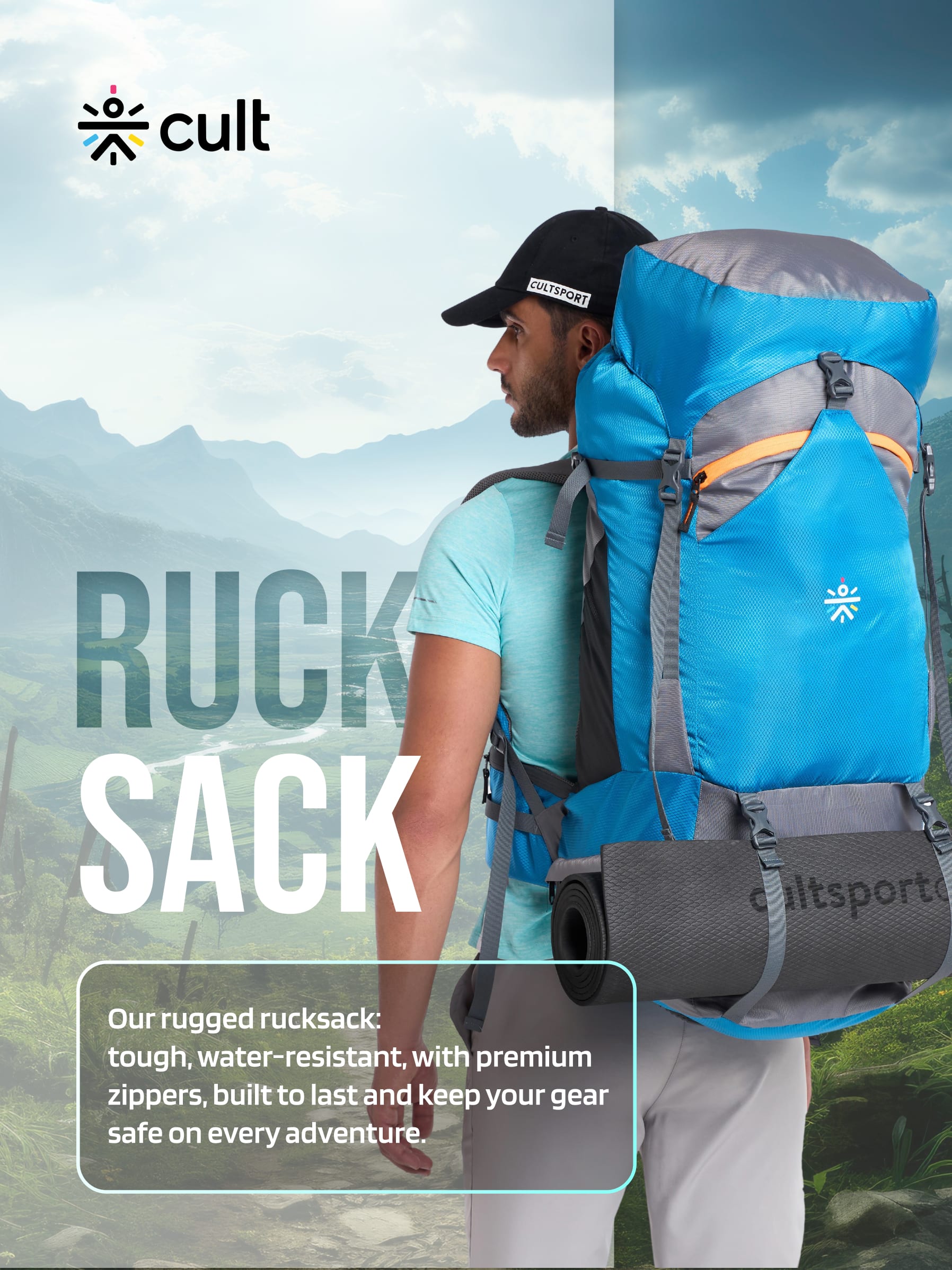 Travel Trekking Rucksack 75 L Blue