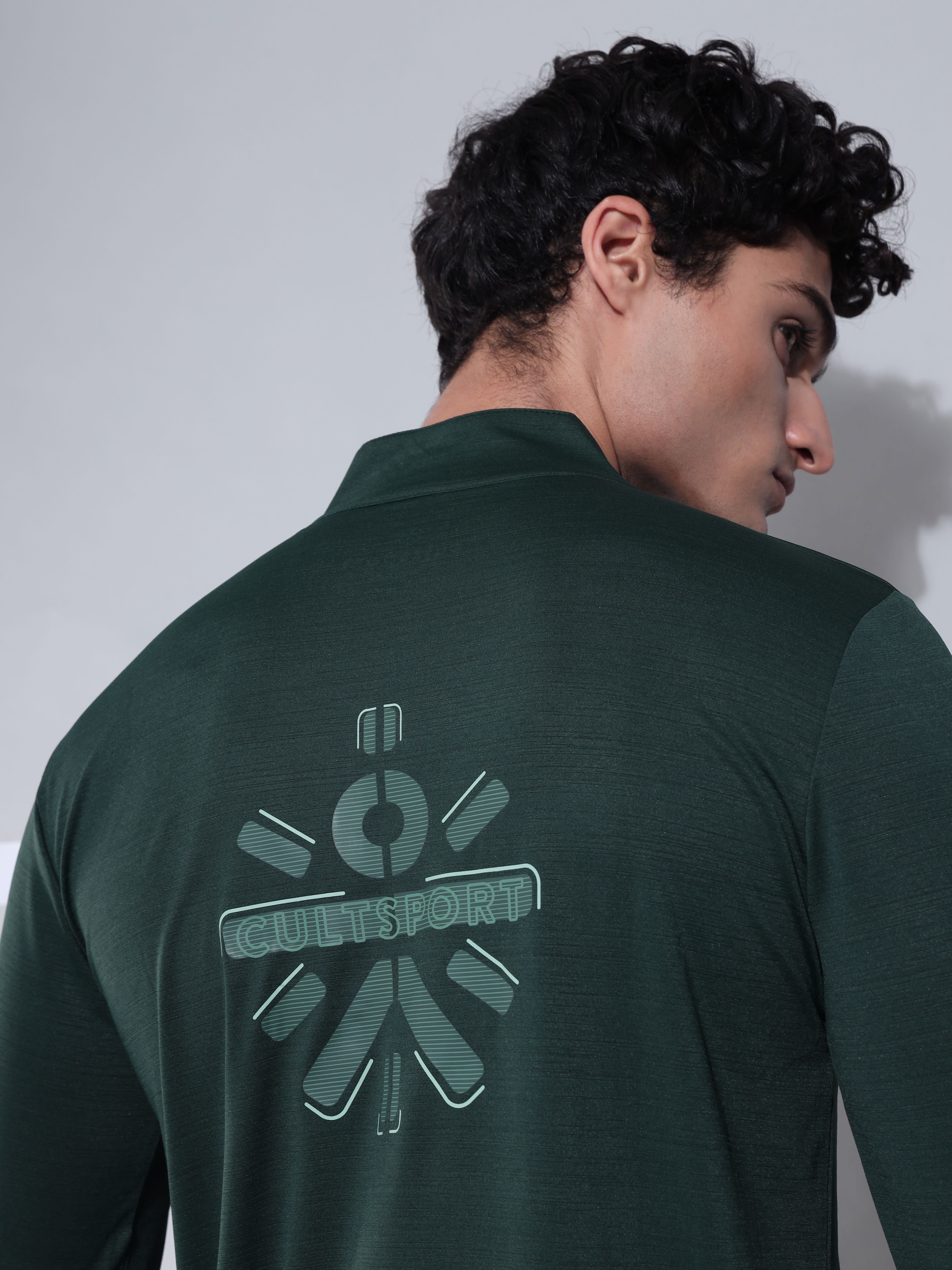 High Neck Active T-shirt with Graphic Print