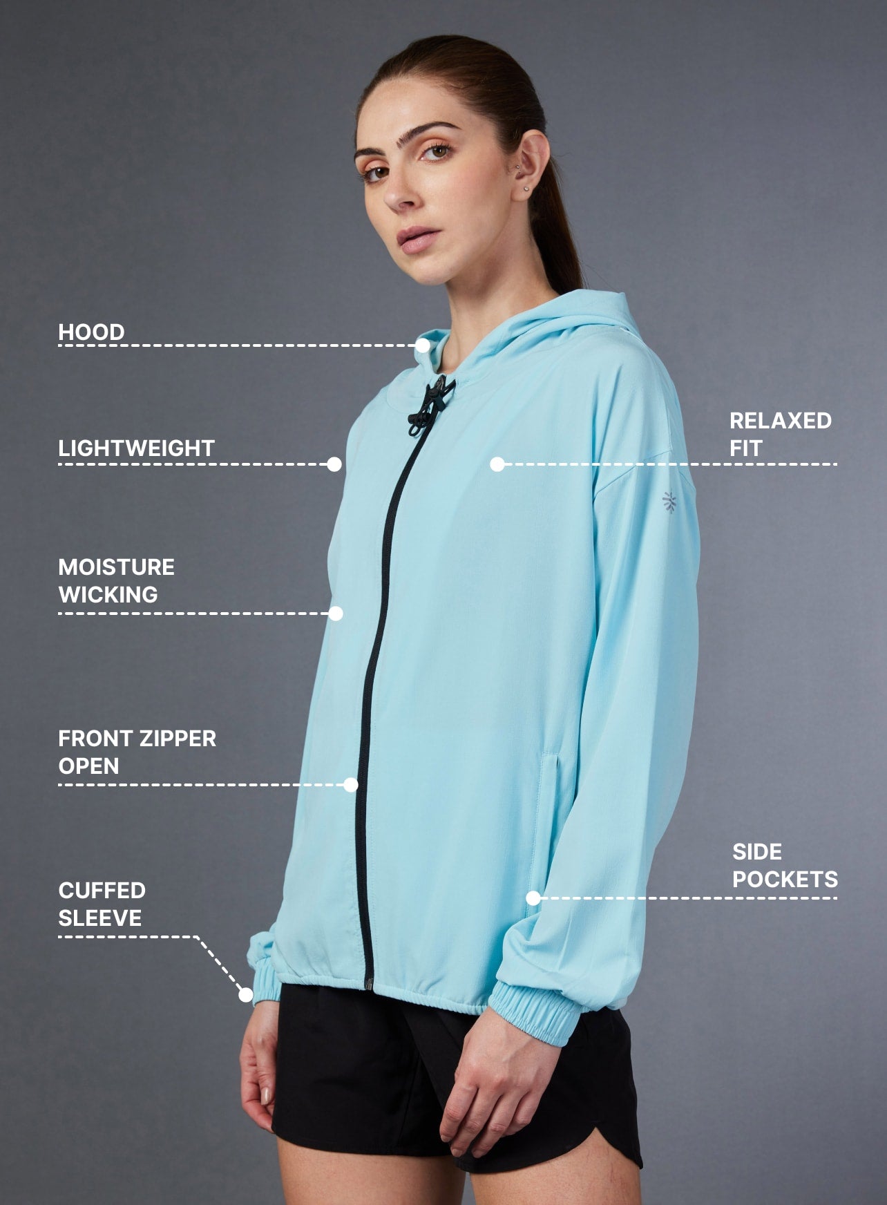 Women's Sky Blue Wind Breaker Jacket