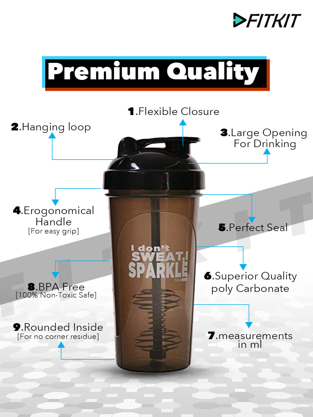 Classic Bottle Shaker 700ml(Grey/Black)