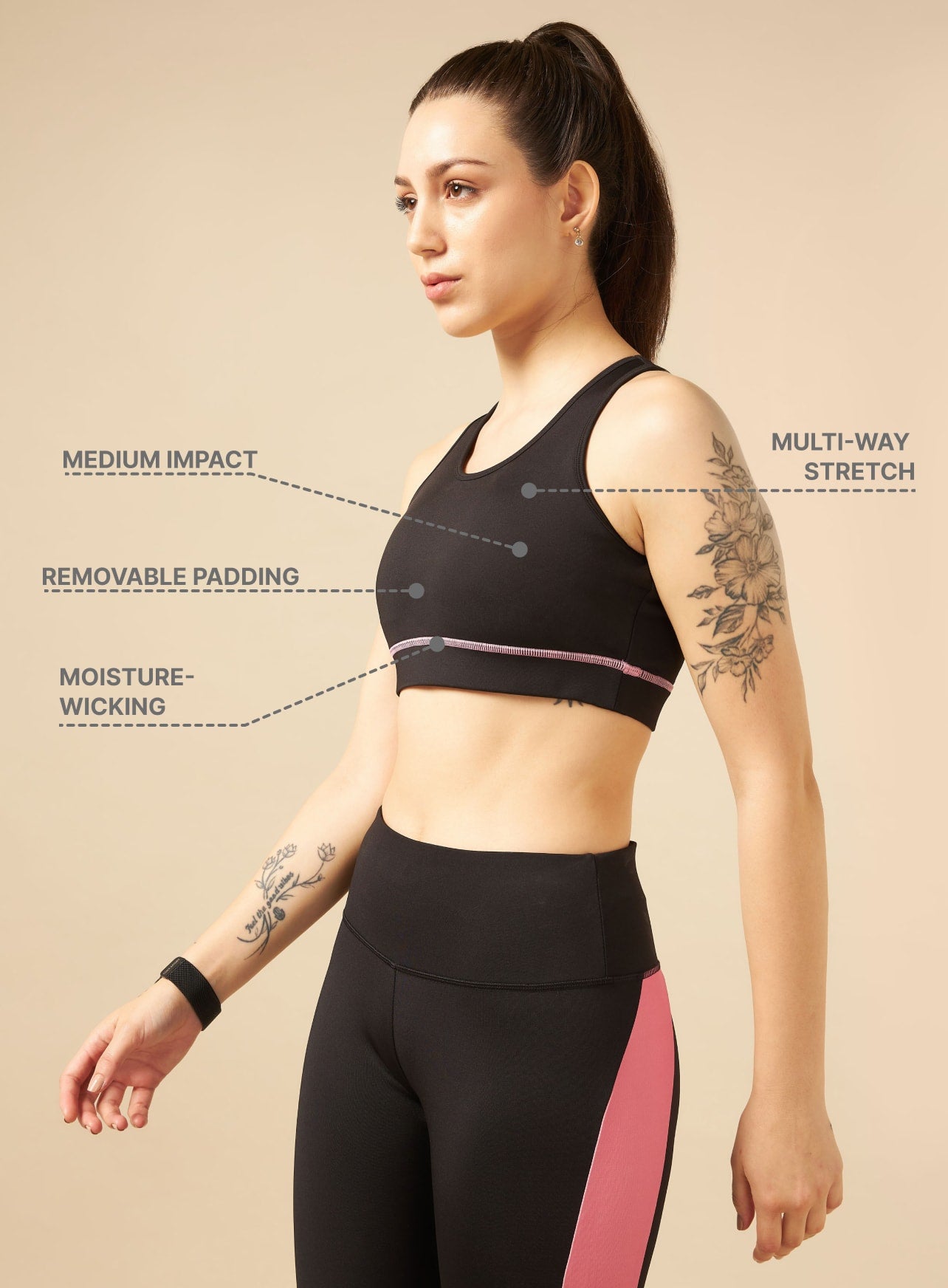 Black Train-in Medium Support Sports Bra