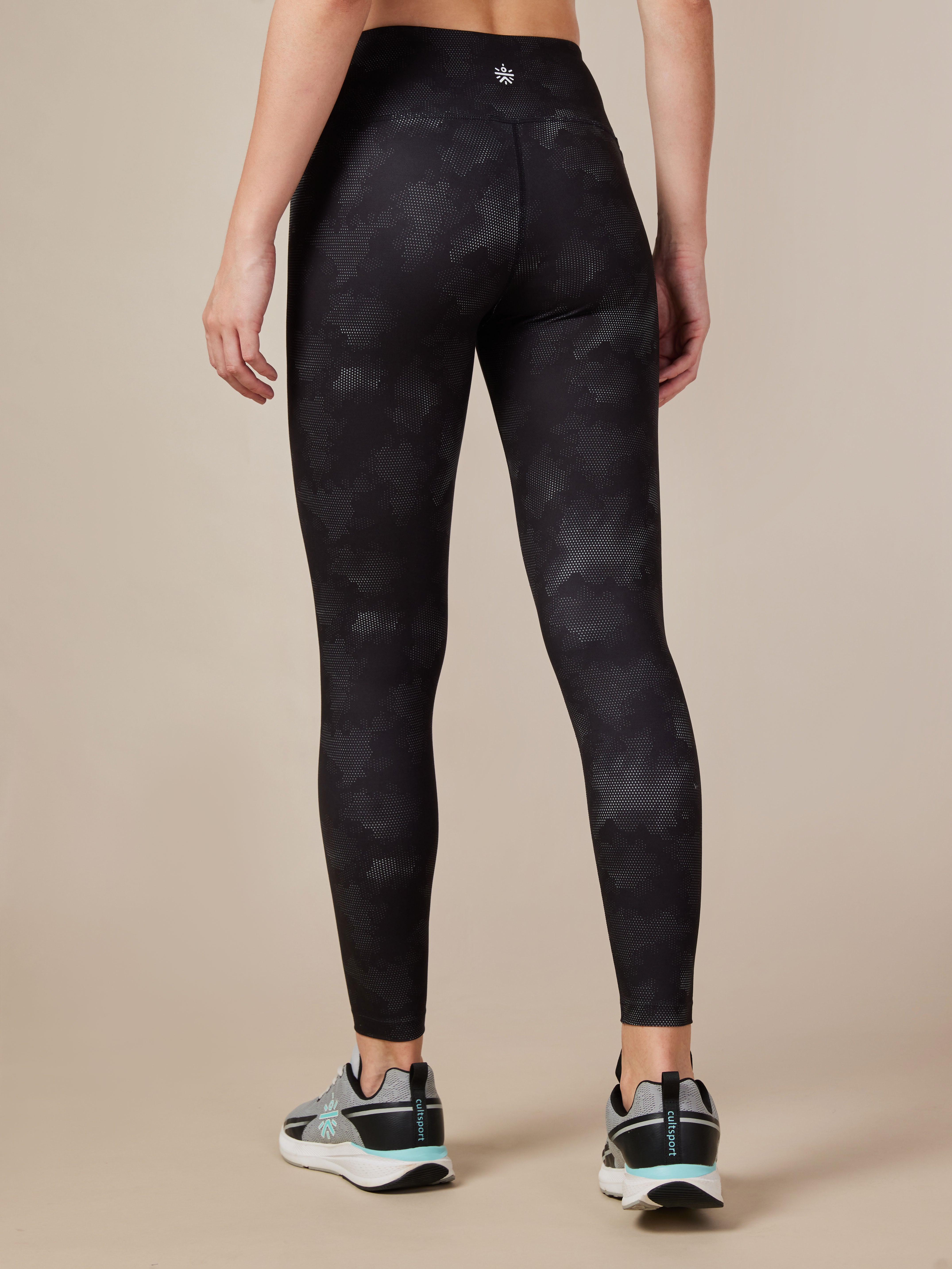 Black Printed Performance Tights