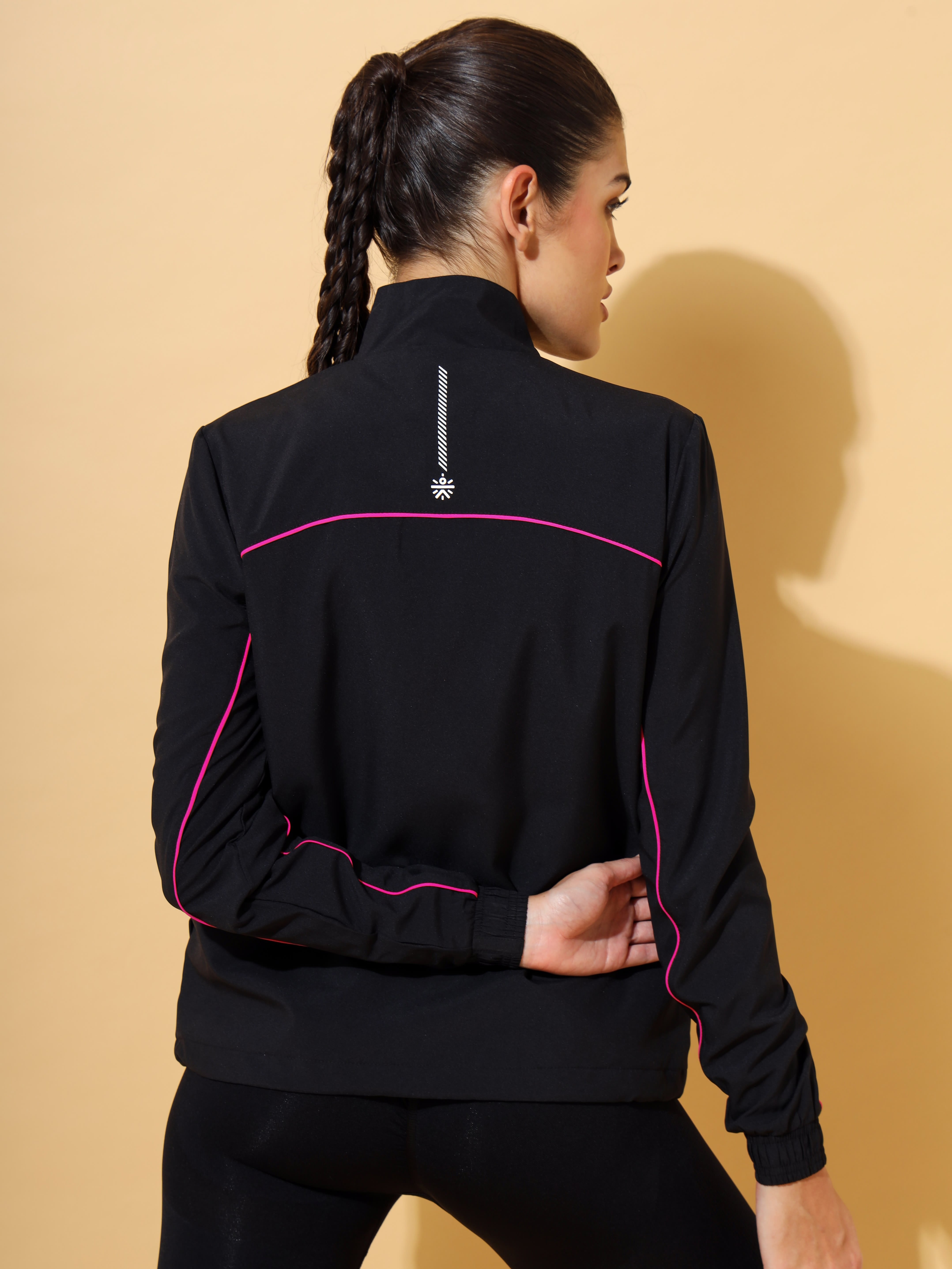 Active Zip Through Jacket with Contrast Piping