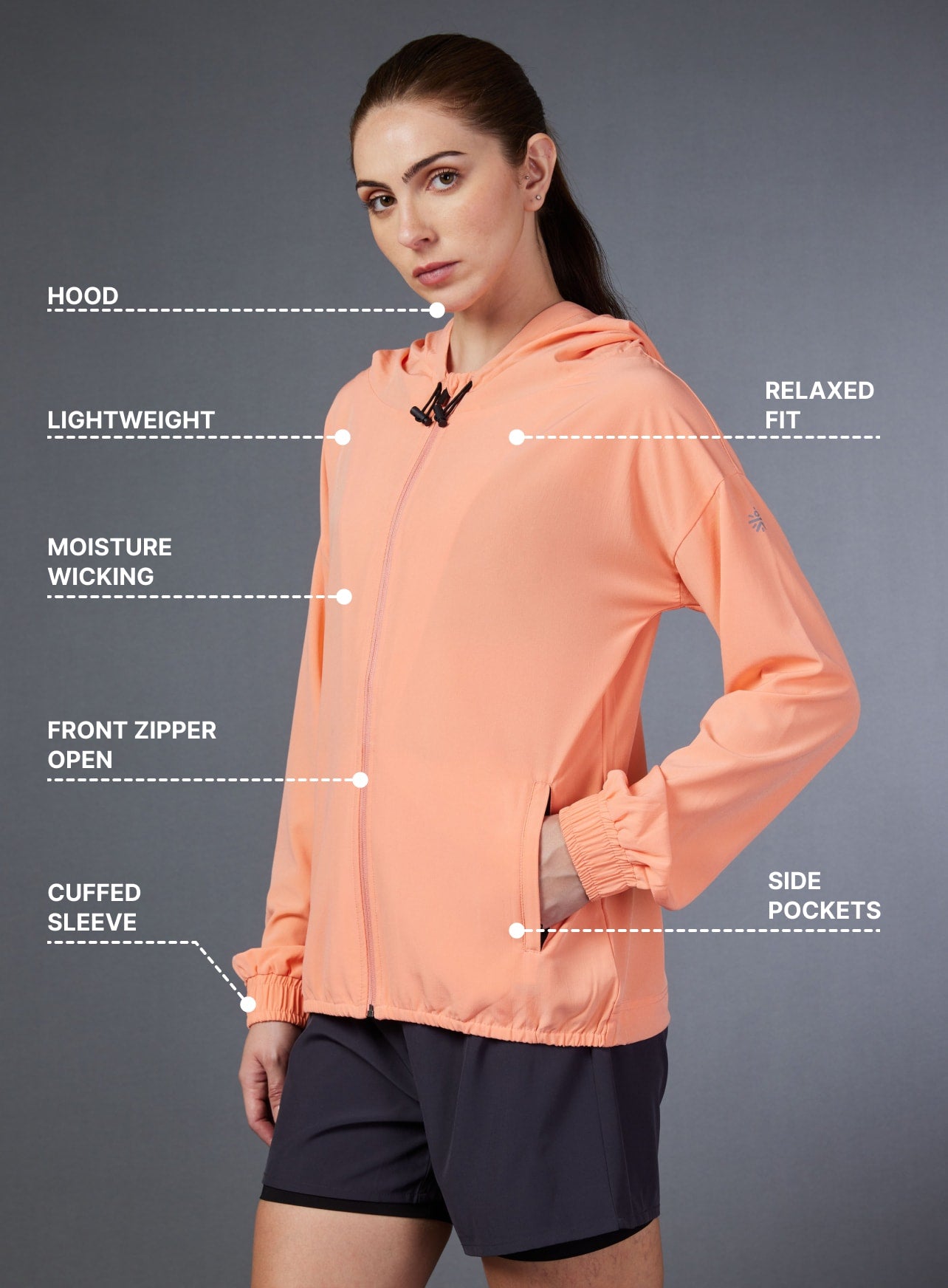 Women's Orange Wind Breaker Jacket