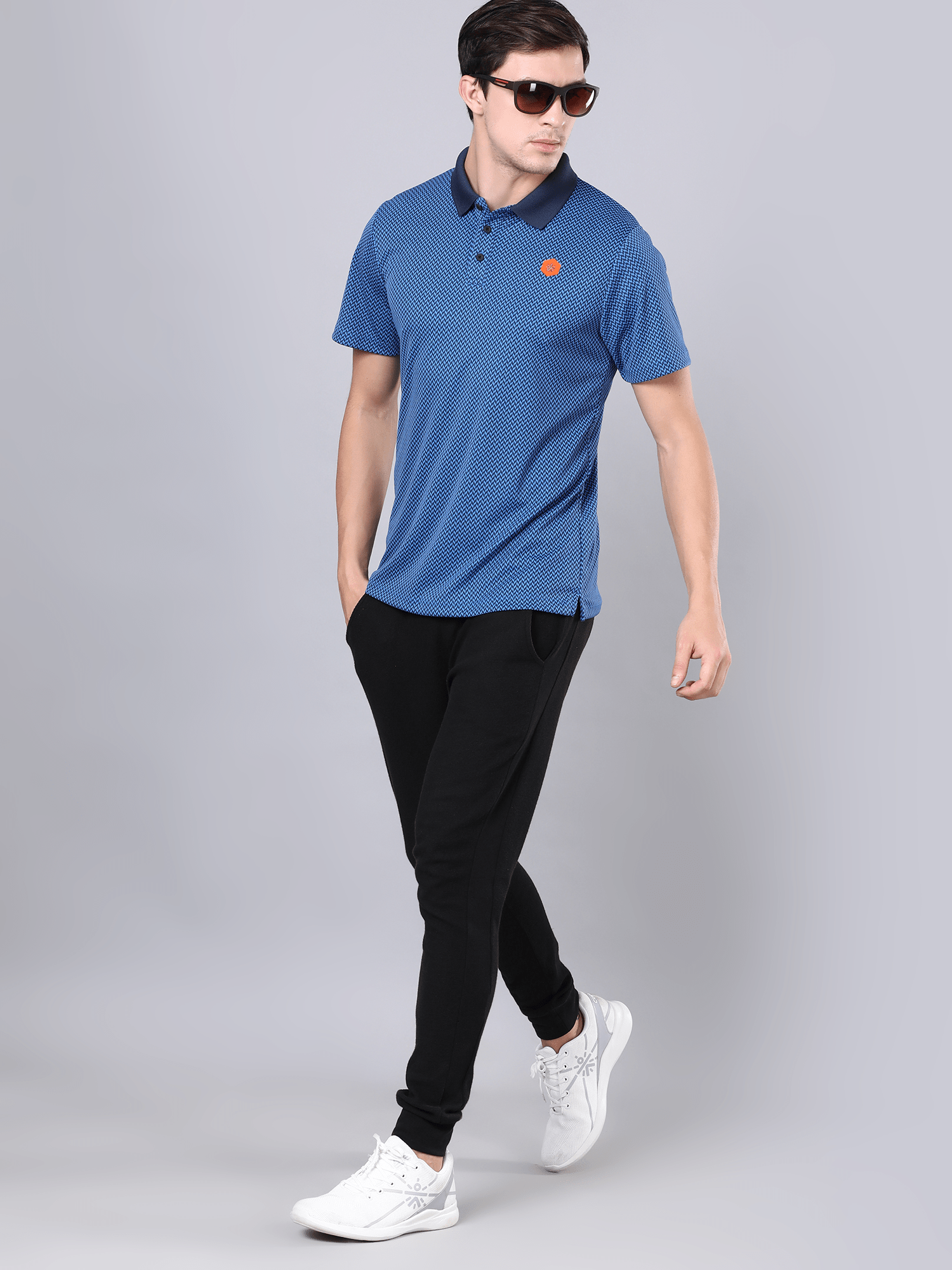 Signature Micro Prints Blue Polo