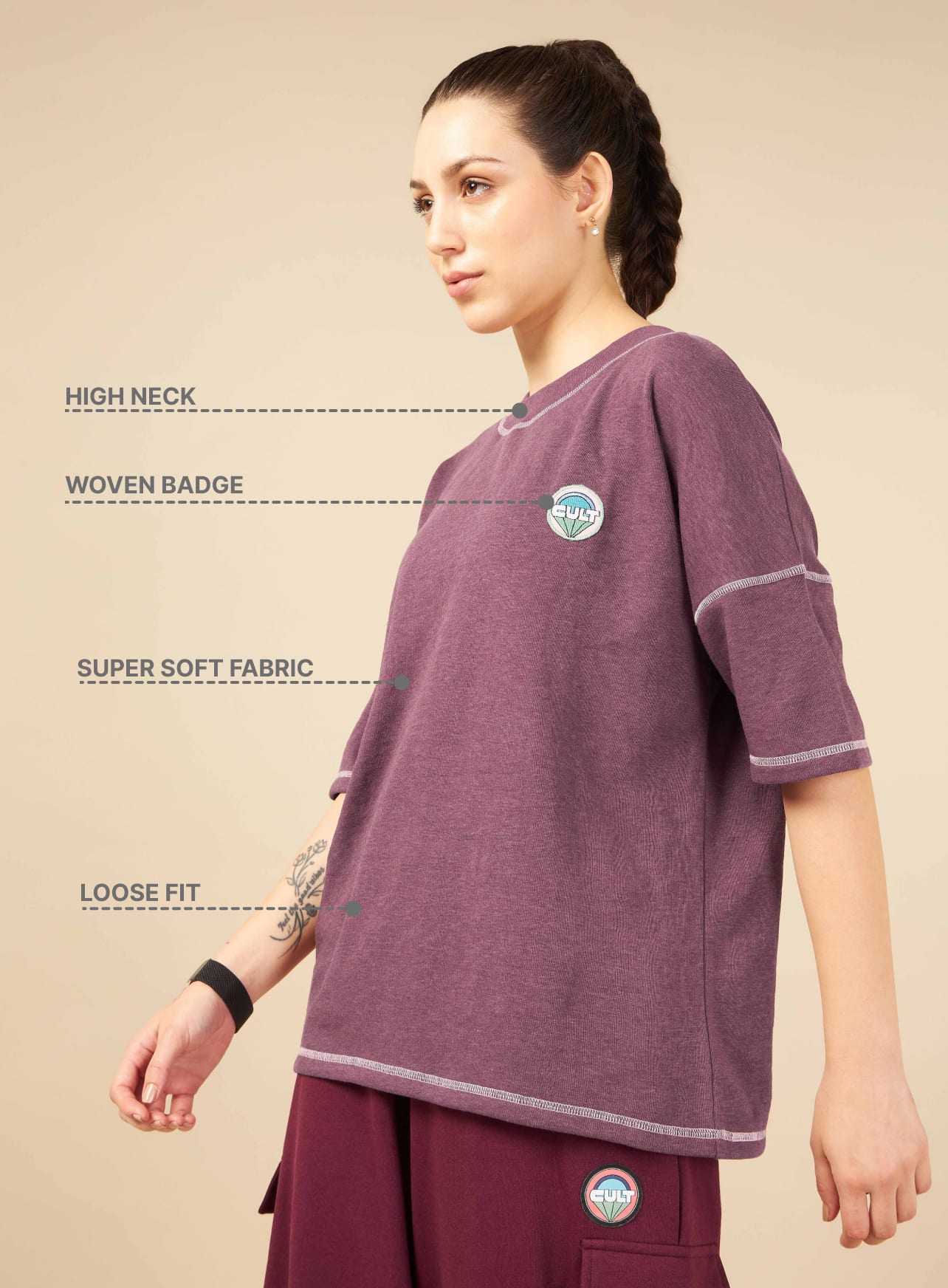 Women Maroon Cult Club Fan T-shirt